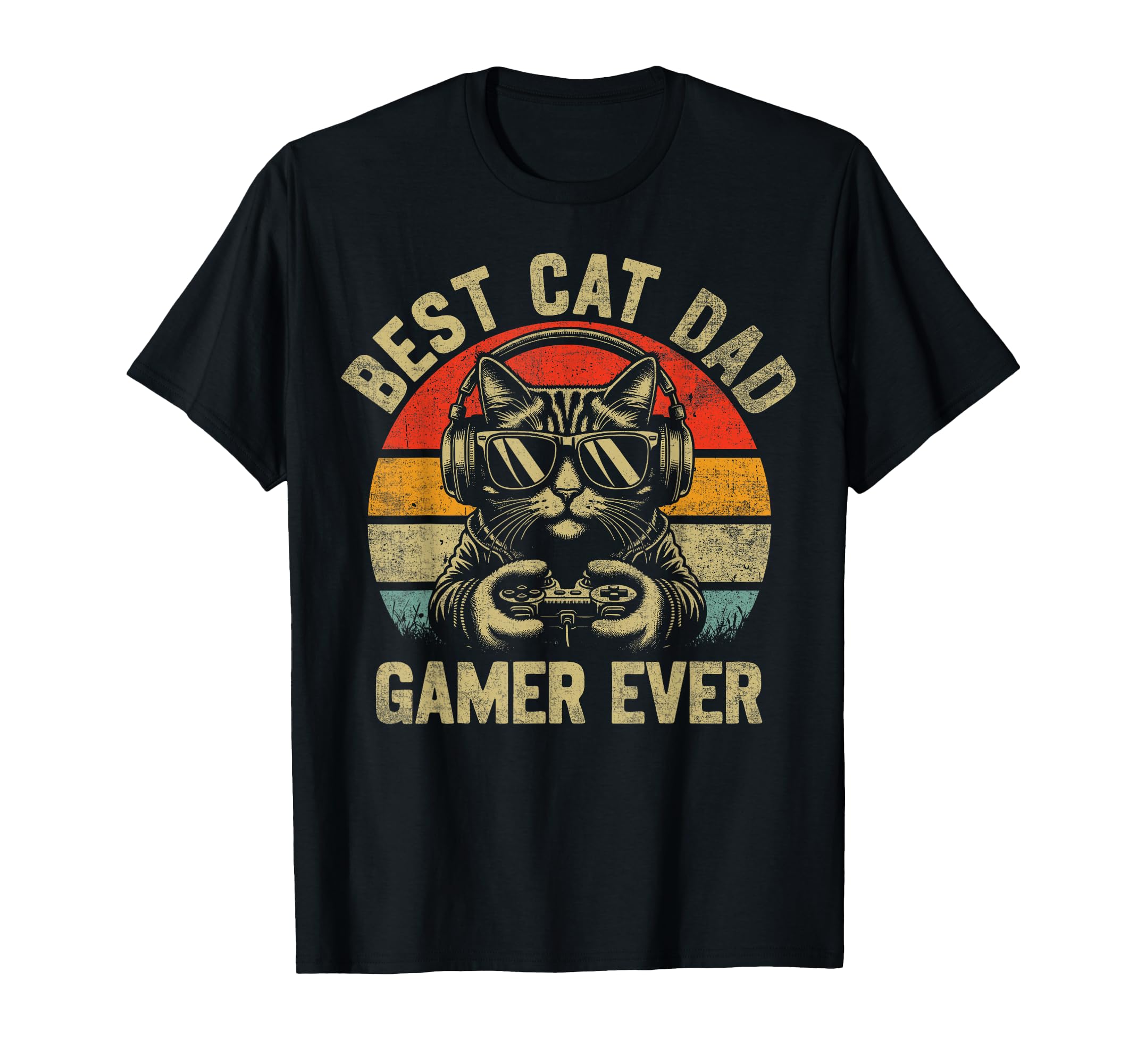 Best Cat Dad Gamer Ever Funny Cat Dad T-Shirt - Graphic Print for Adults - T-Shirt, Sweatshirt, Hoodie
