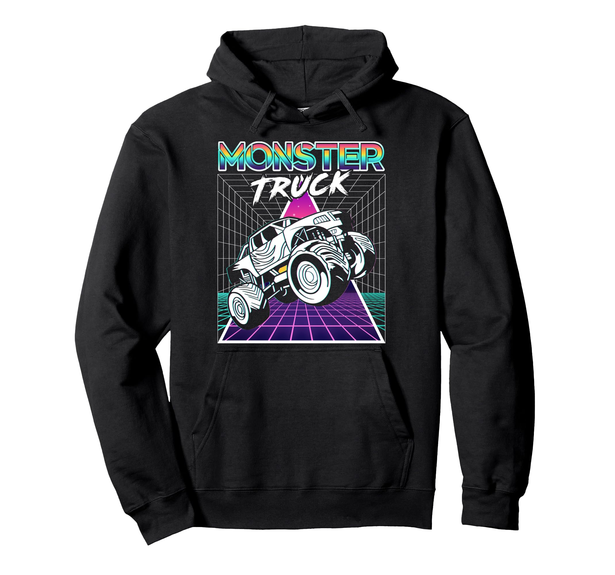 Vaporwave Aesthetic Monster Truck Hoodie - Minimalist Print for Adults - T-Shirt, Sweatshirt, Hoodie