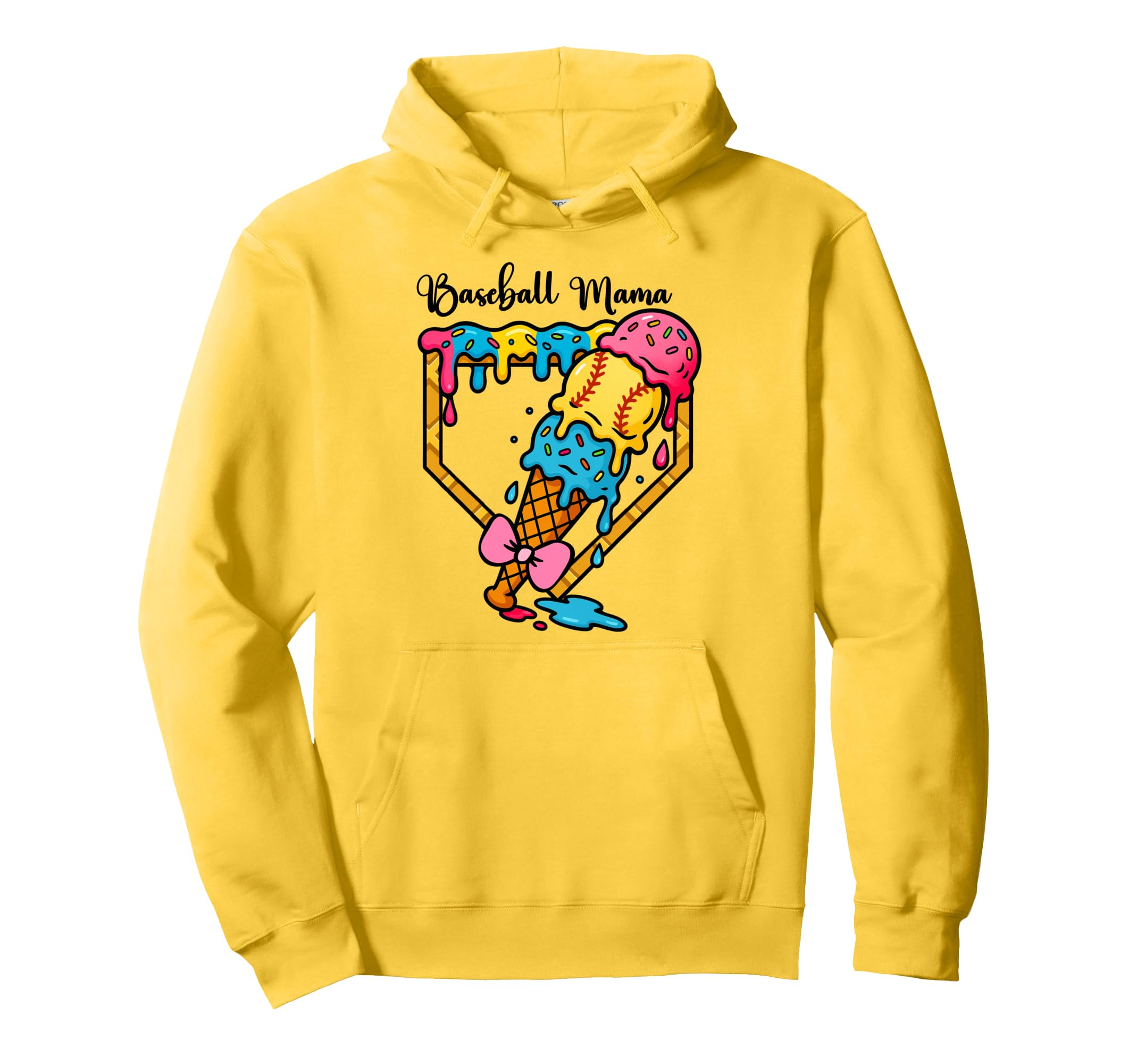 Fun Baseball Mama Ice Cream Drip Home Hoodie - Trendy Graphic Men Women - T-Shirt, Sweatshirt, Hoodie