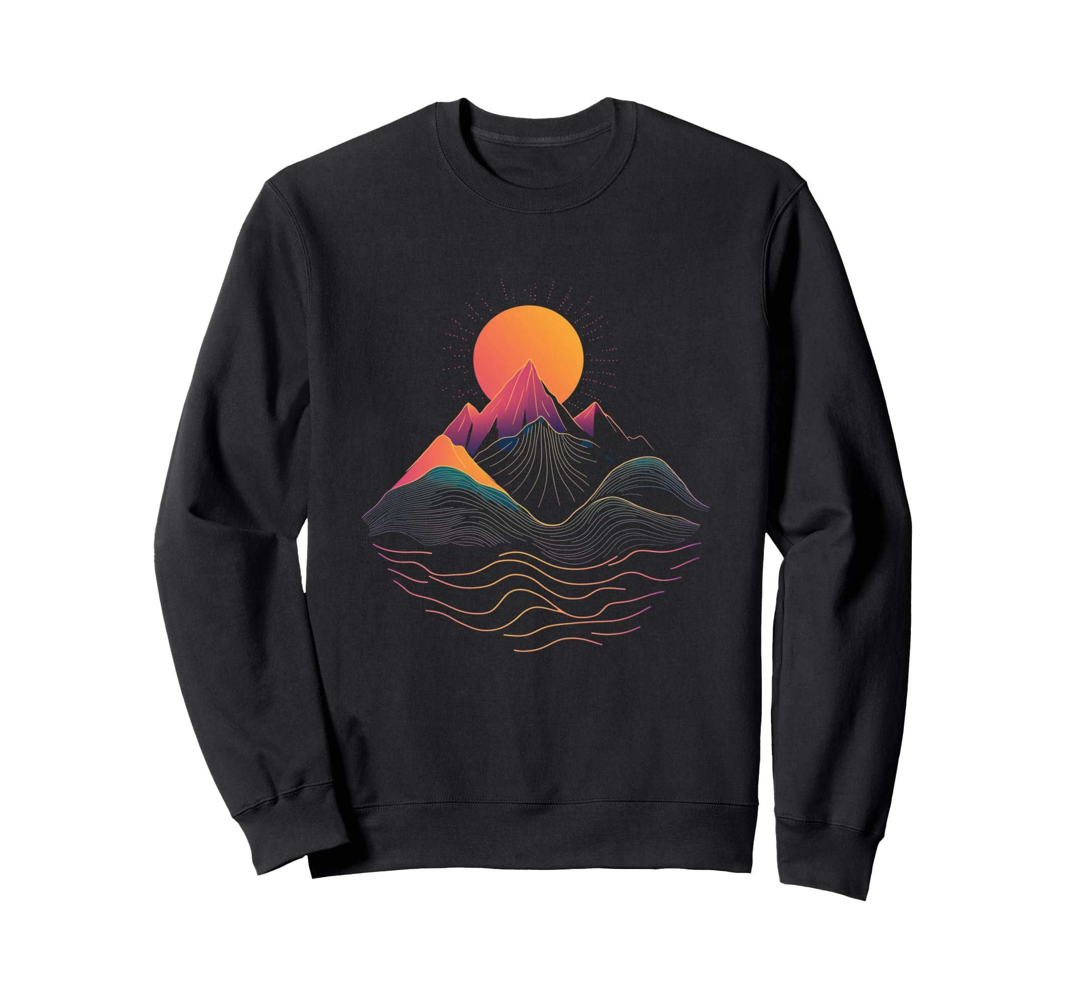 Boho Mountain Sunset Abstract Art Sweatshirt - Aesthetic Graphic Men Women - T-Shirt, Sweatshirt, Hoodie