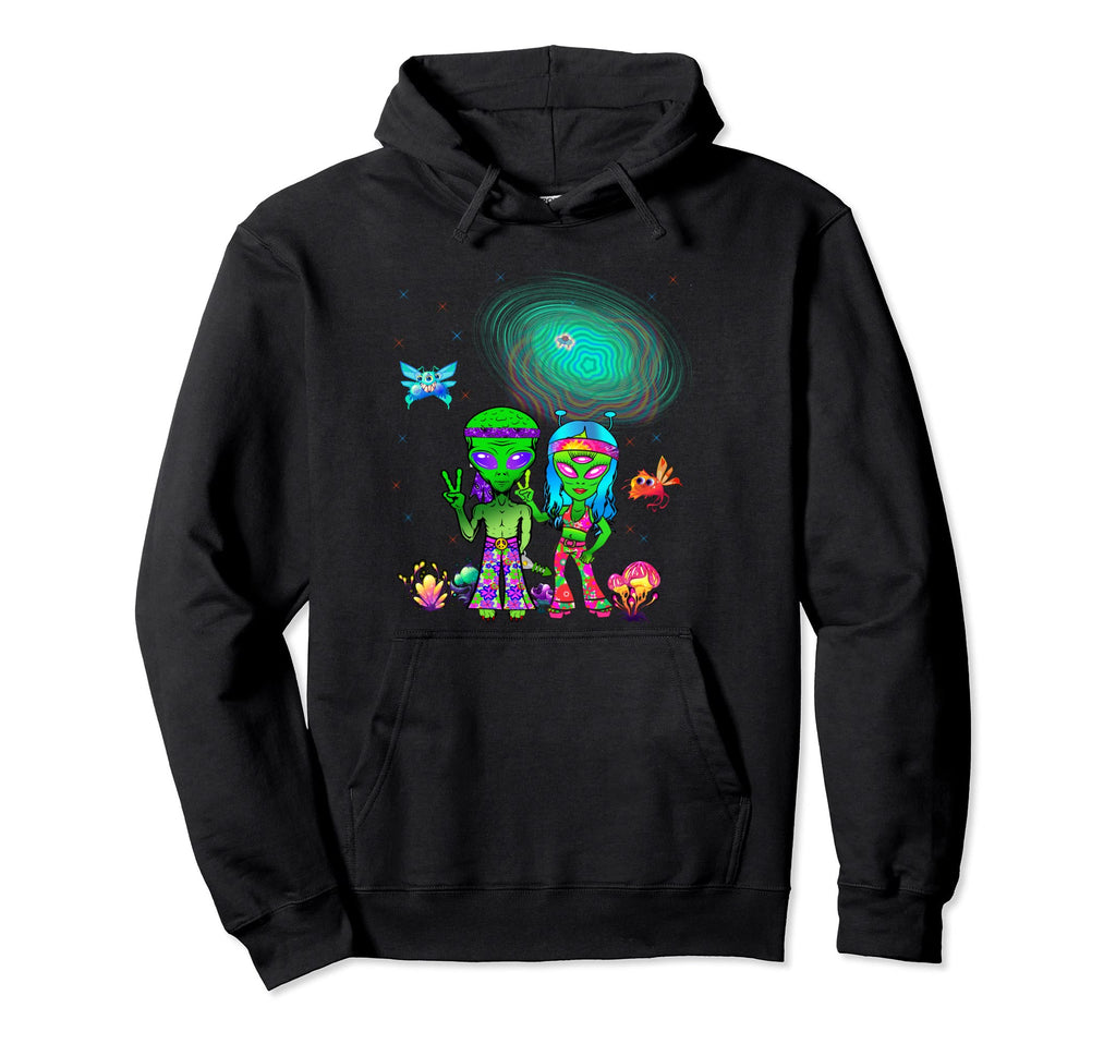 Space Alien Couple 60S 70 Peace Era Hoodie - Unique Graphic Men Women - T-Shirt, Sweatshirt, Hoodie