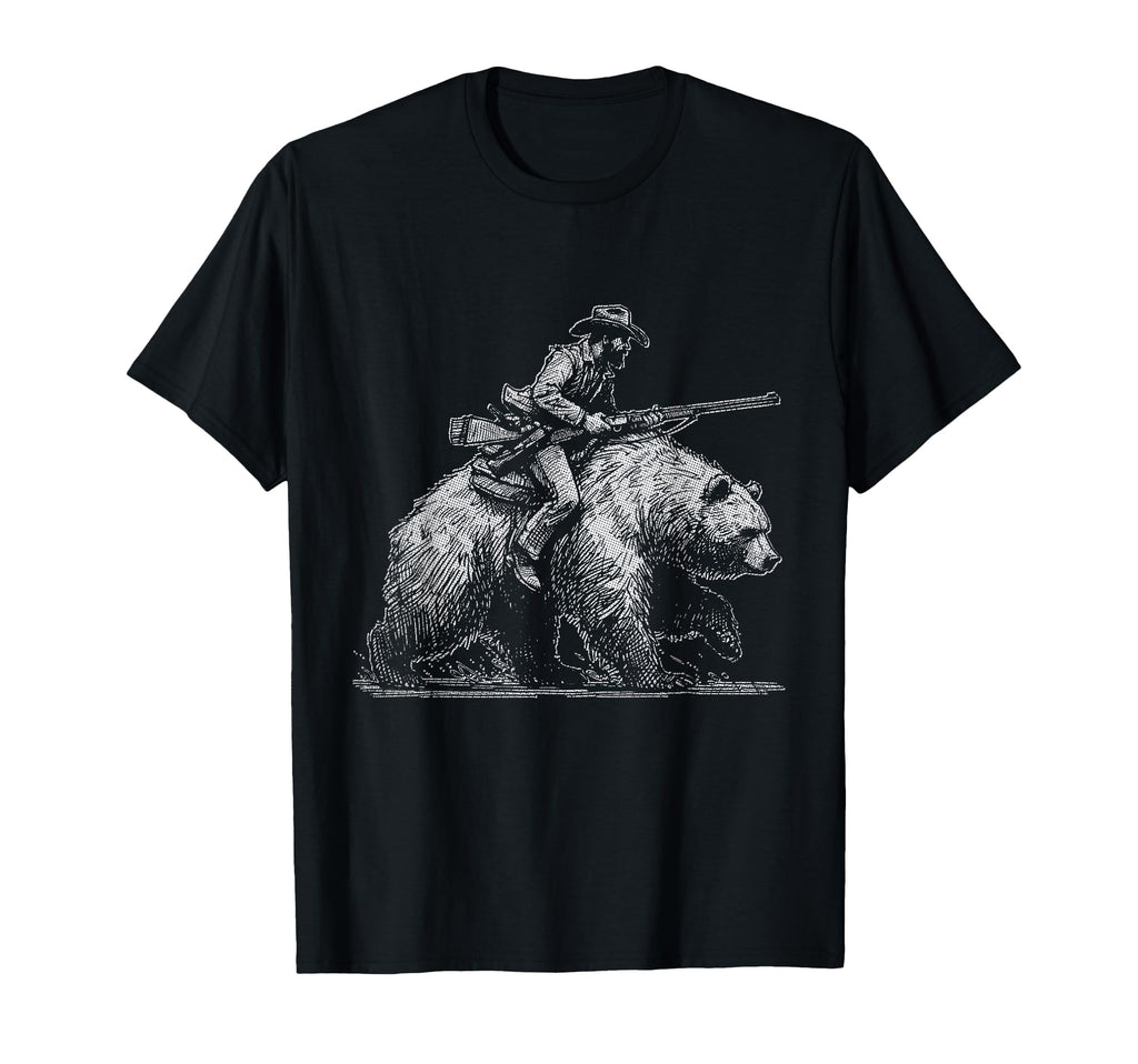 Funny Cowboy Riding Bear Wild West T-Shirt - Aesthetic Graphic for Adults - T-Shirt, Sweatshirt, Hoodie