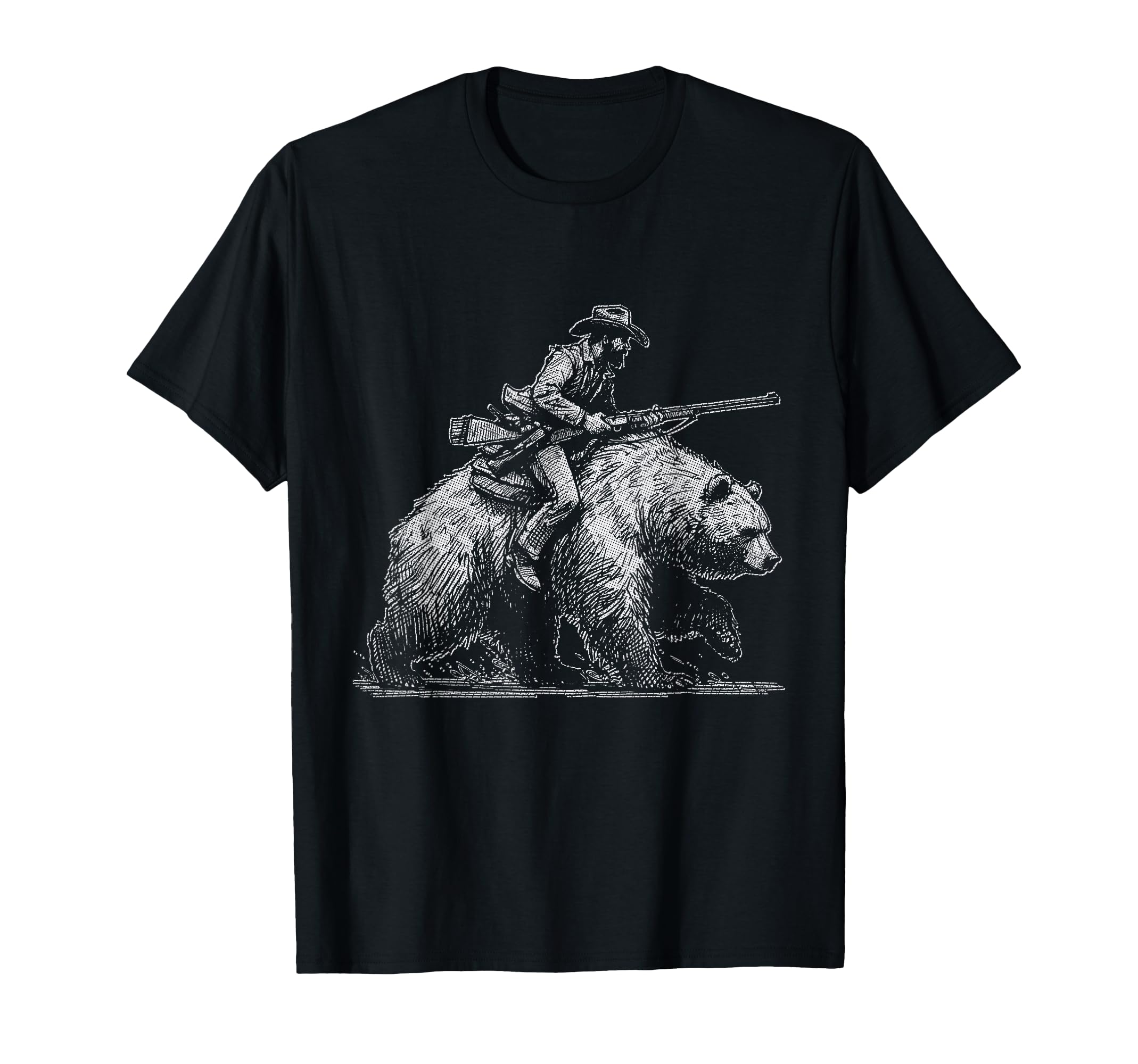 Funny Cowboy Riding Bear Wild West T-Shirt - Aesthetic Graphic for Adults - T-Shirt, Sweatshirt, Hoodie