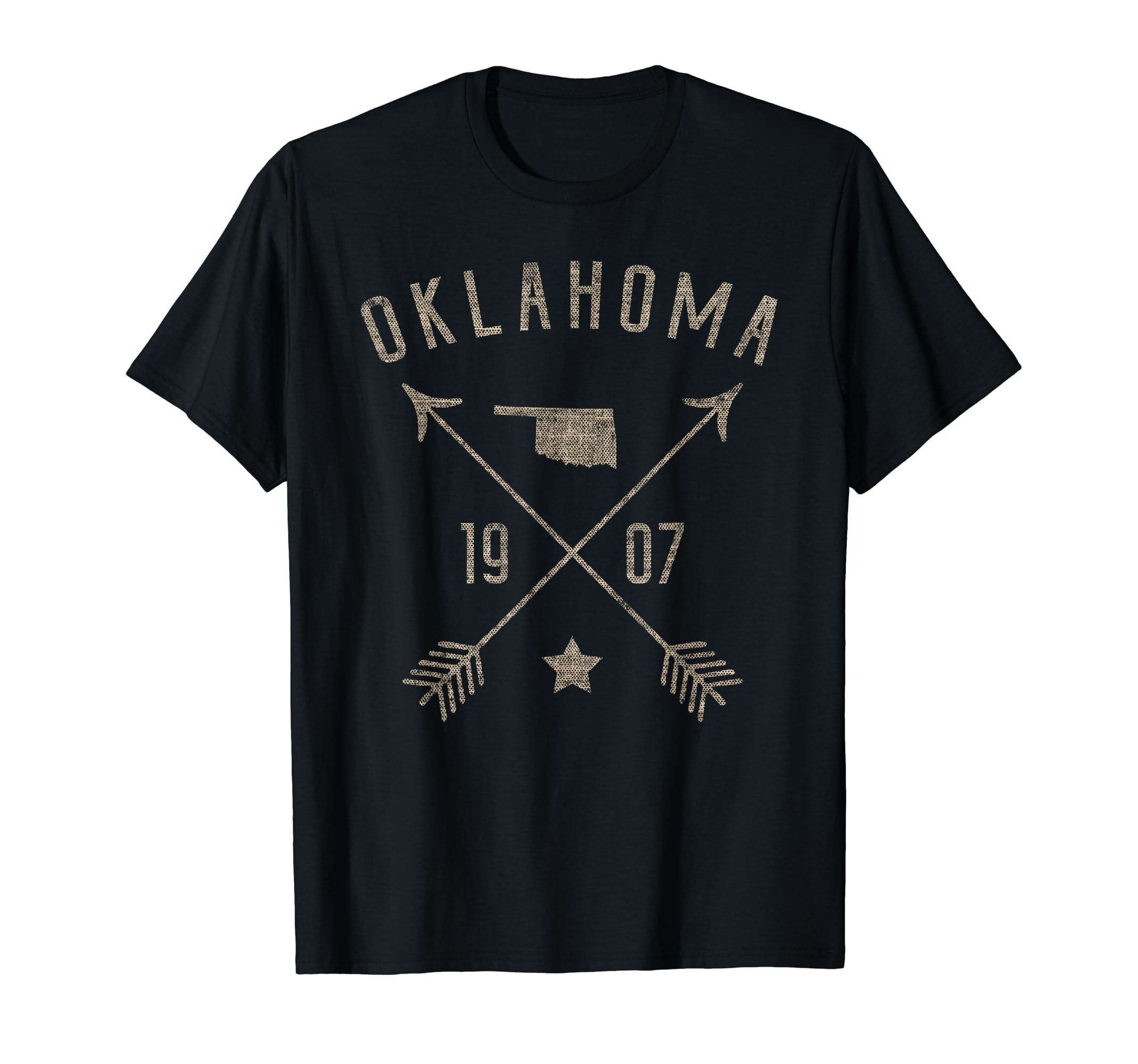 Oklahoma Distressed Home State Map T-Shirt - Fun Novelty Design for Adults - T-Shirt, Sweatshirt, Hoodie