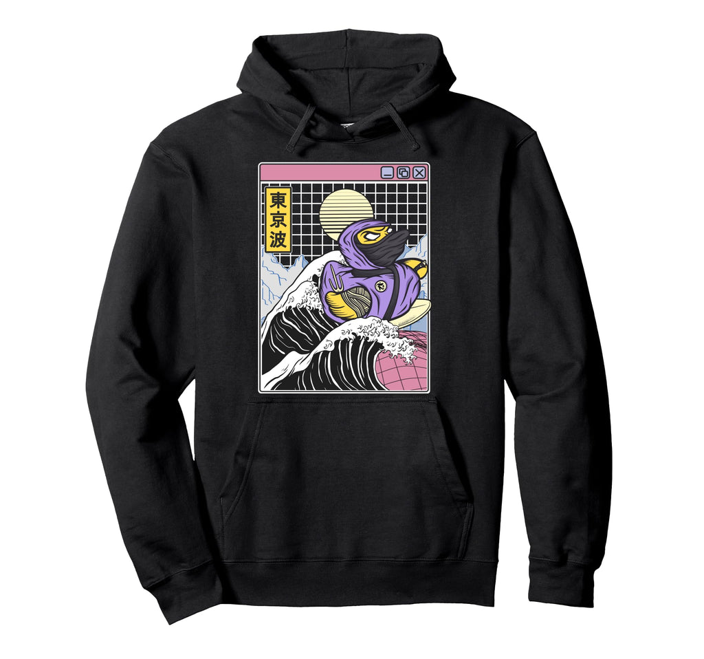 Ninja Rubber Duck Surfing Kanagawa Hoodie - Fun Novelty Design for Adults - T-Shirt, Sweatshirt, Hoodie