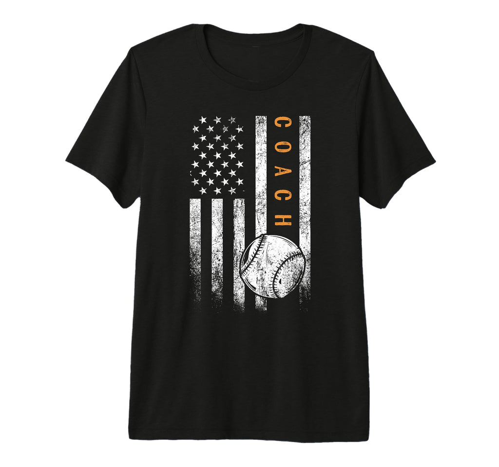 Baseball Coach American Flag Baseball T-Shirt - Novelty Apparel Unisex - T-Shirt, Sweatshirt, Hoodie