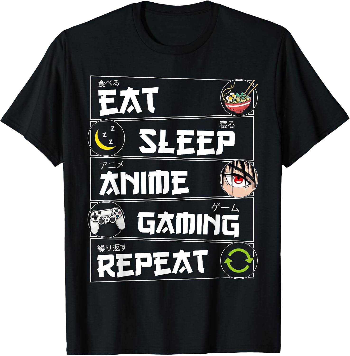 Eat Sleep Anime Gaming Repeat Video Games Lovers - Adult & Kids T-Shirts, Sweatshirts & Hoodies apparel design preview 1