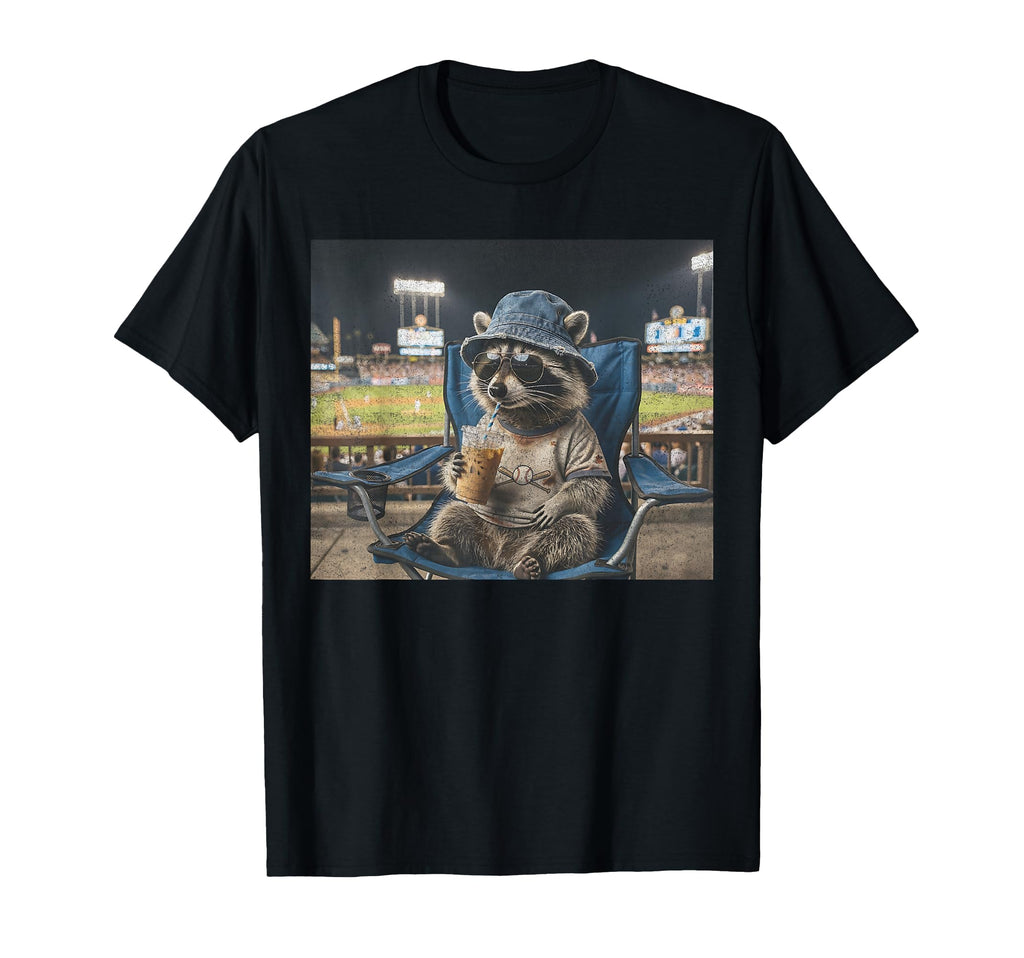 Funny Racoon Drinking Iced Coffee T-Shirt - Custom Art Print for Adults - T-Shirt, Sweatshirt, Hoodie