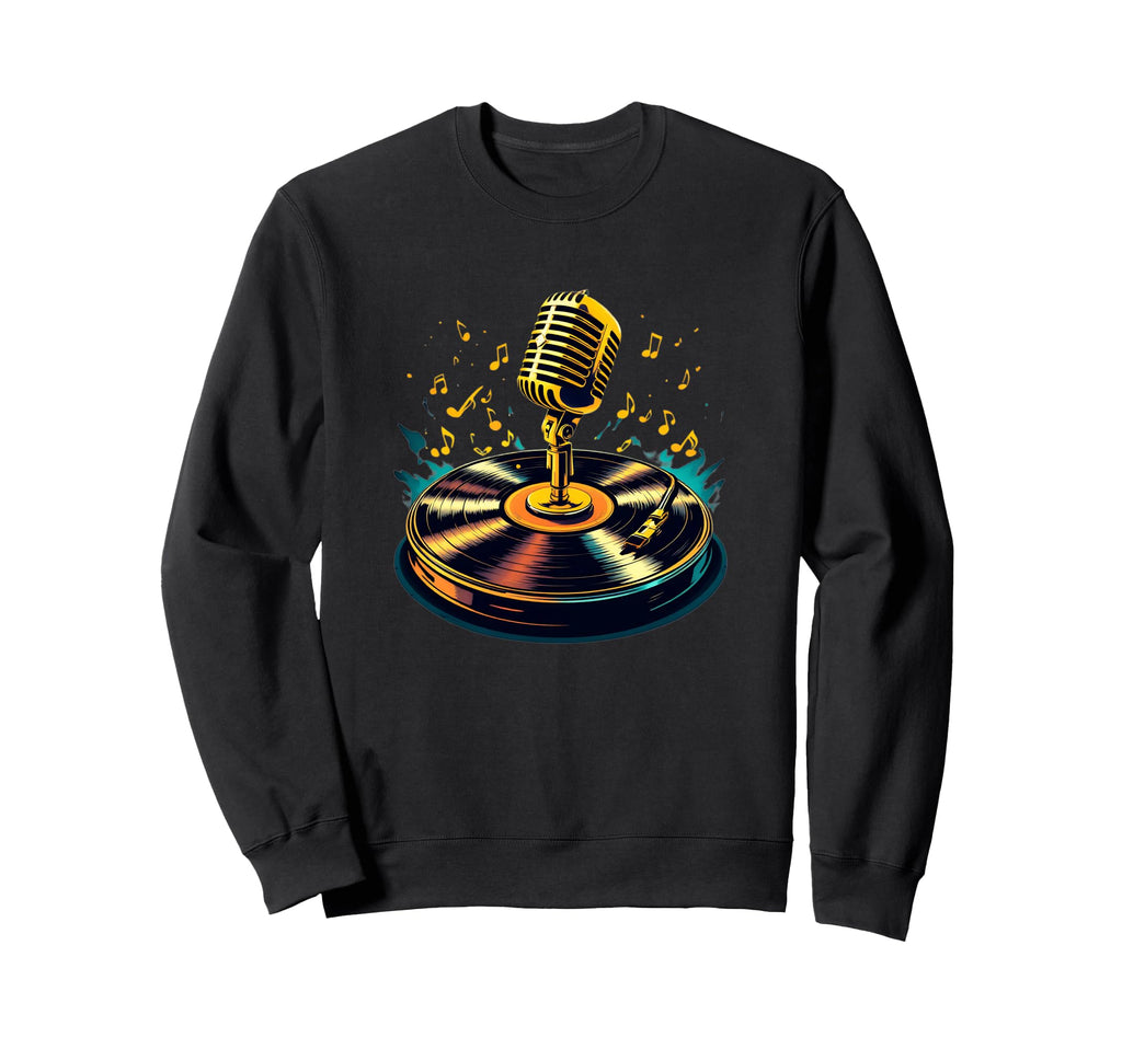 Old School Hip Hop Mic Vinyl Flow Sweatshirt - Novelty Apparel Unisex - T-Shirt, Sweatshirt, Hoodie