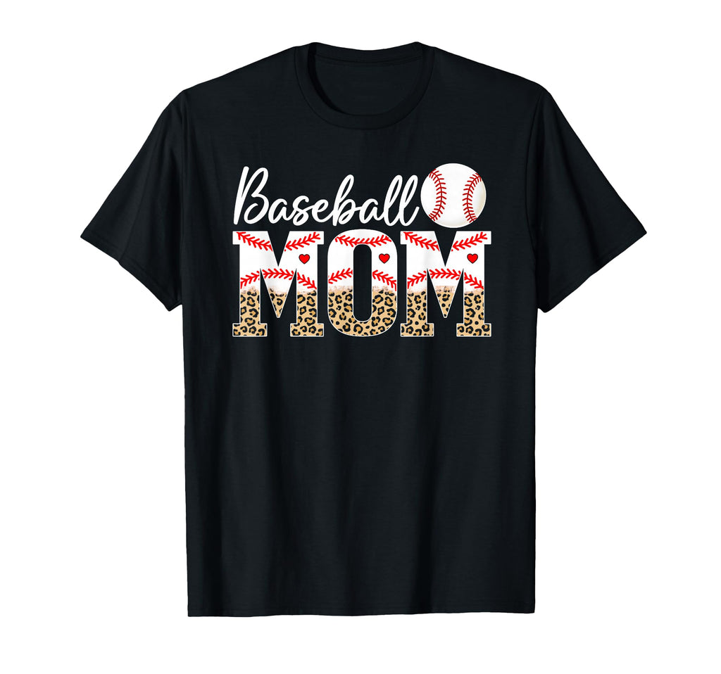 Baseball Mom Leopard Ball Mom Mama T-Shirt - Aesthetic Graphic for Adults - T-Shirt, Sweatshirt, Hoodie