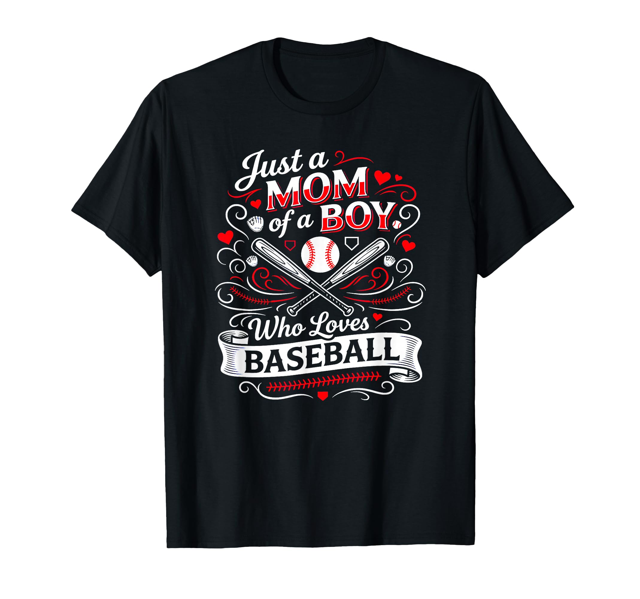 Just Mom Who Loves Baseball Mothers T-Shirt - Trendy Graphic for Adults - T-Shirt, Sweatshirt, Hoodie