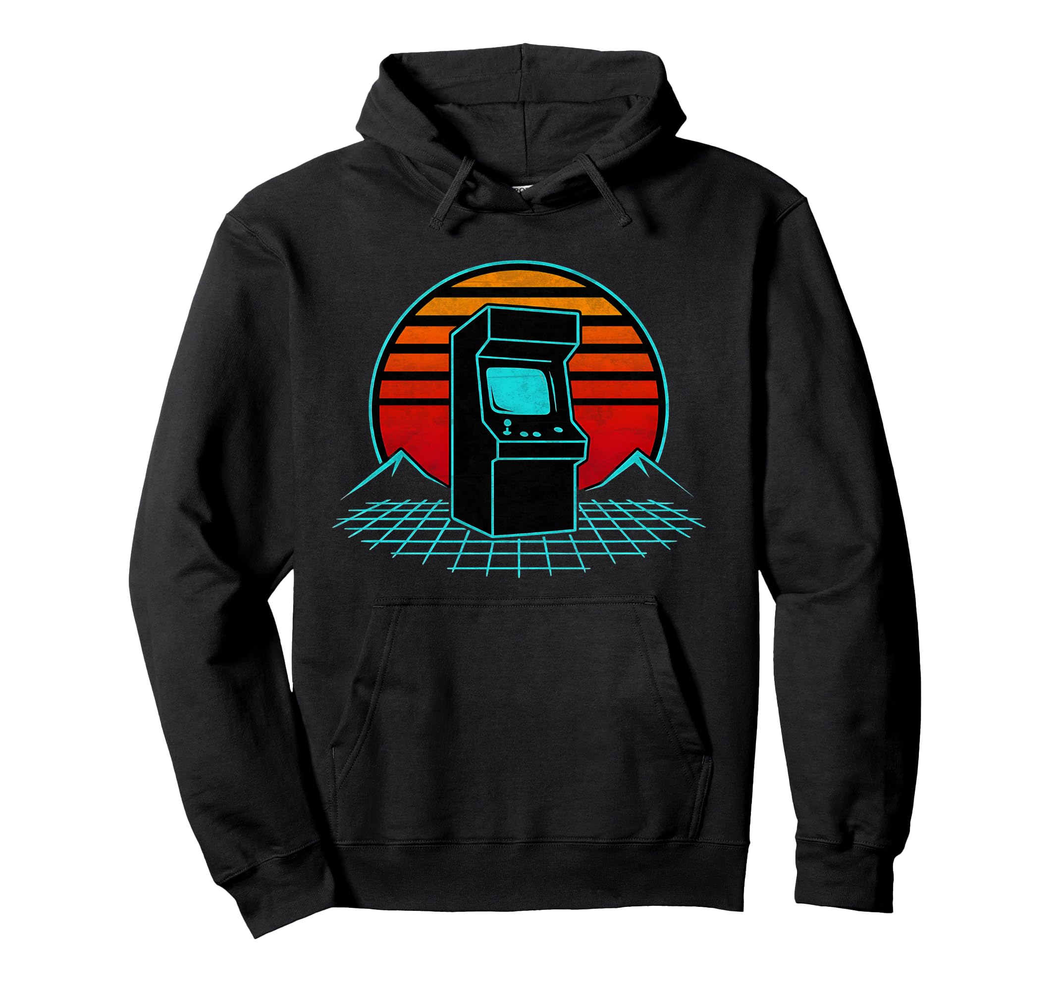 Arcade Sunset Gamer Synthwave Arcade Hoodie - Fun Novelty Design Men Women - T-Shirt, Sweatshirt, Hoodie