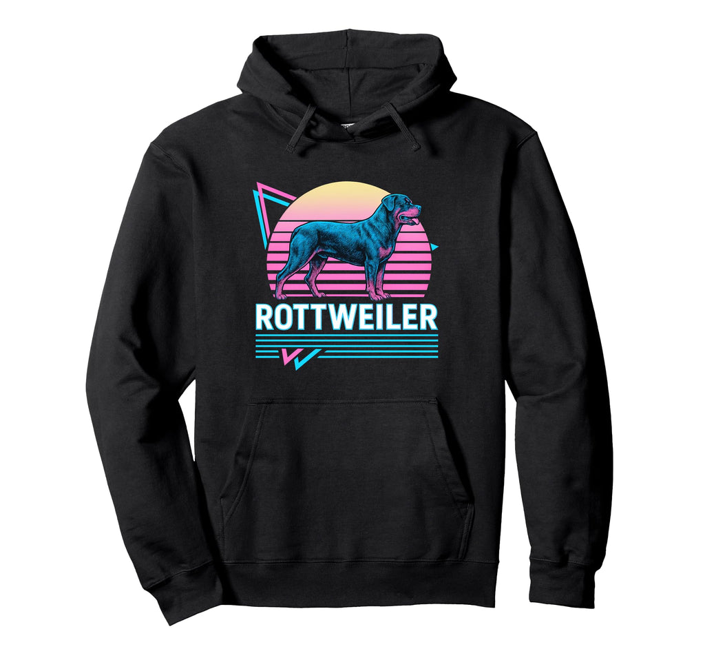 Rottweiler Synthwave Aesthetic Dog Lover Hoodie - Unique Graphic for Adults - T-Shirt, Sweatshirt, Hoodie