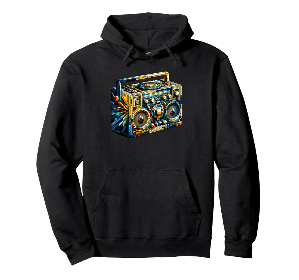 Polygon Art Boombox Old School 80S Hoodie - Minimalist Print for Adults - T-Shirt, Sweatshirt, Hoodie