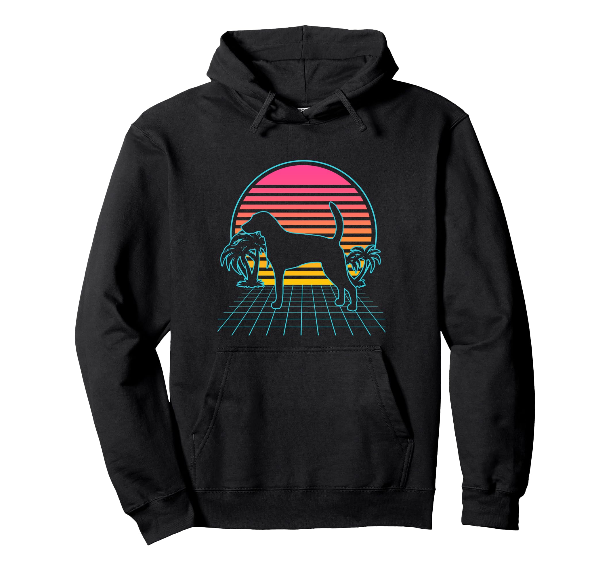 American Foxhound Dog 80S Vaporwave Hoodie - Unique Graphic for Adults - T-Shirt, Sweatshirt, Hoodie