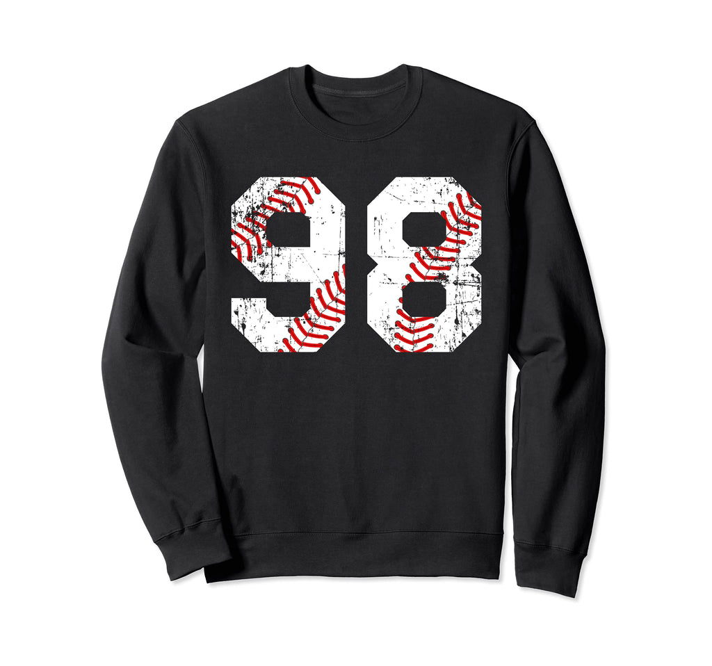 Baseball 98 Jersey Number Sweatshirt - Novelty Apparel for Adults - T-Shirt, Sweatshirt, Hoodie