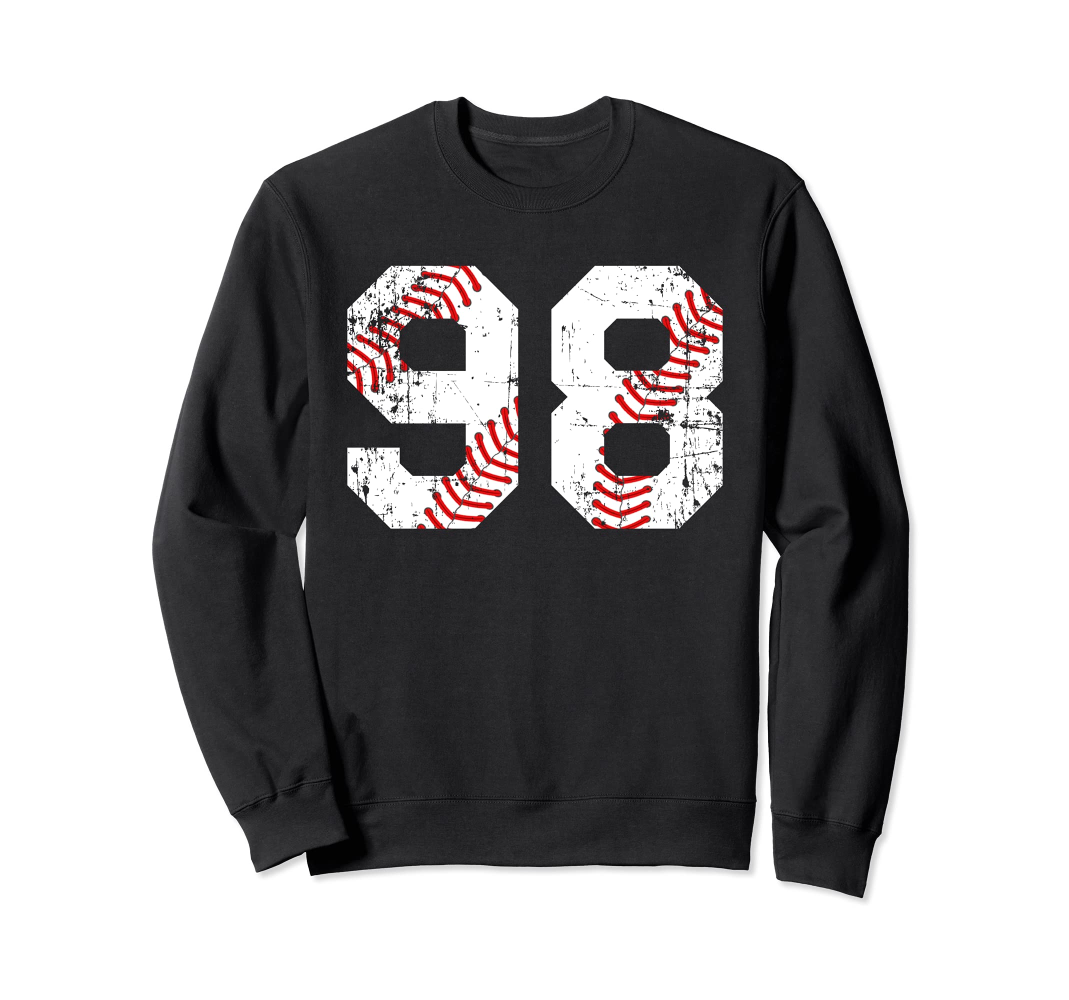 Baseball 98 Jersey Number Sweatshirt - Novelty Apparel for Adults - T-Shirt, Sweatshirt, Hoodie