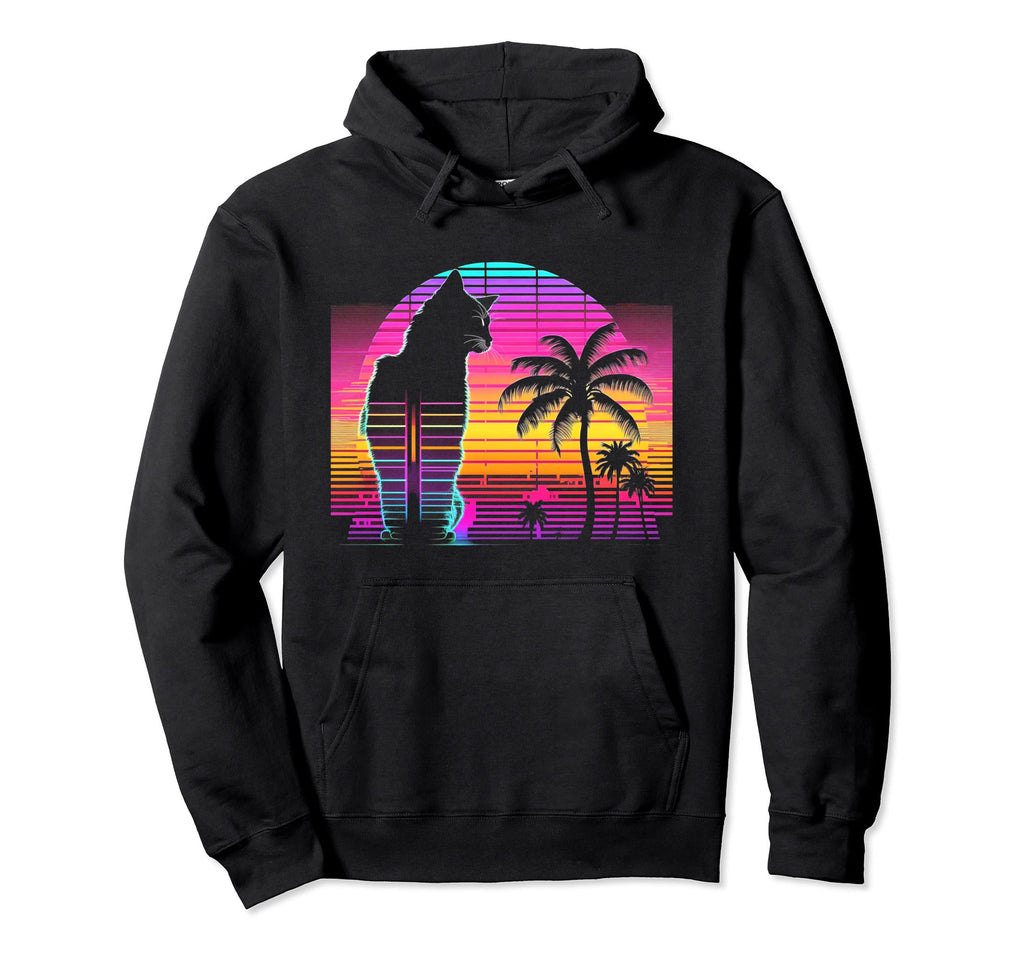 Cat Vaporwave Retrowave Aesthetic Hoodie - Minimalist Print for Adults - T-Shirt, Sweatshirt, Hoodie