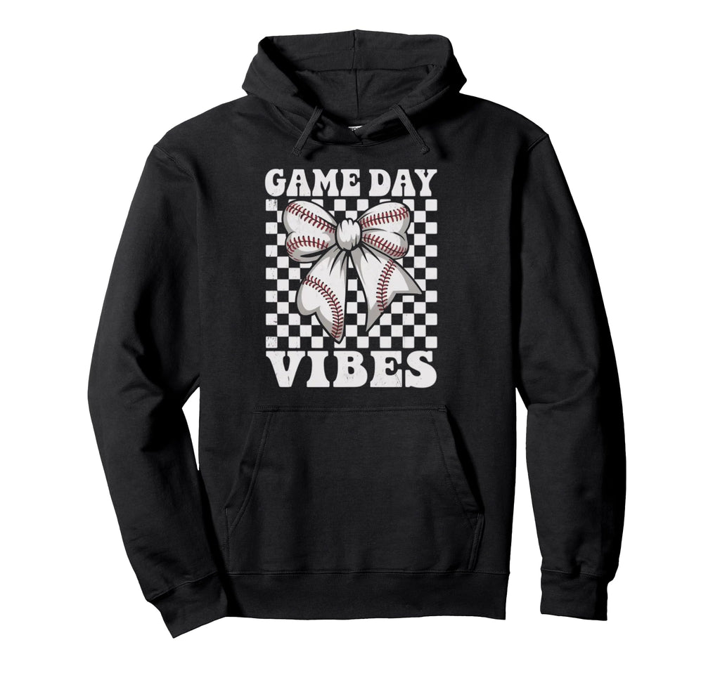 Game Day Vibes Coquette Bow Baseball Mama Hoodie - Trendy Graphic Unisex - T-Shirt, Sweatshirt, Hoodie