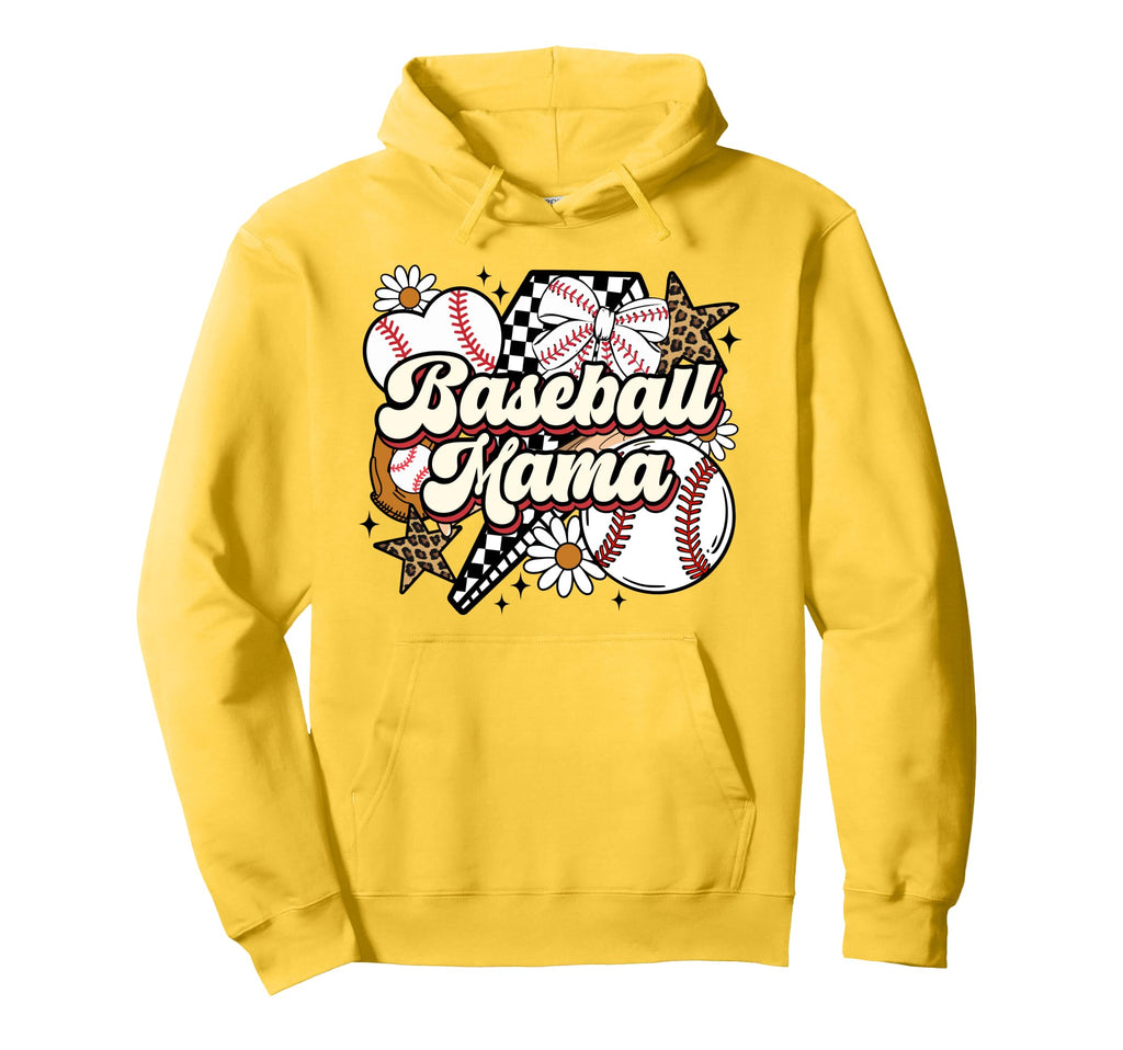 Baseball Mama Leopard Funny Baseball Hoodie - Minimalist Print Men Women - T-Shirt, Sweatshirt, Hoodie