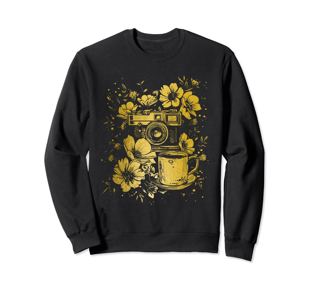 Photographer Coffee Camera Flowers Sweatshirt - Trendy Graphic Men Women - T-Shirt, Sweatshirt, Hoodie