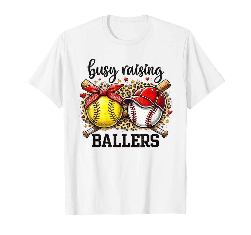 Busy Raising Ballers Baseball Softball T-Shirt - Aesthetic Graphic Unisex - T-Shirt, Sweatshirt, Hoodie