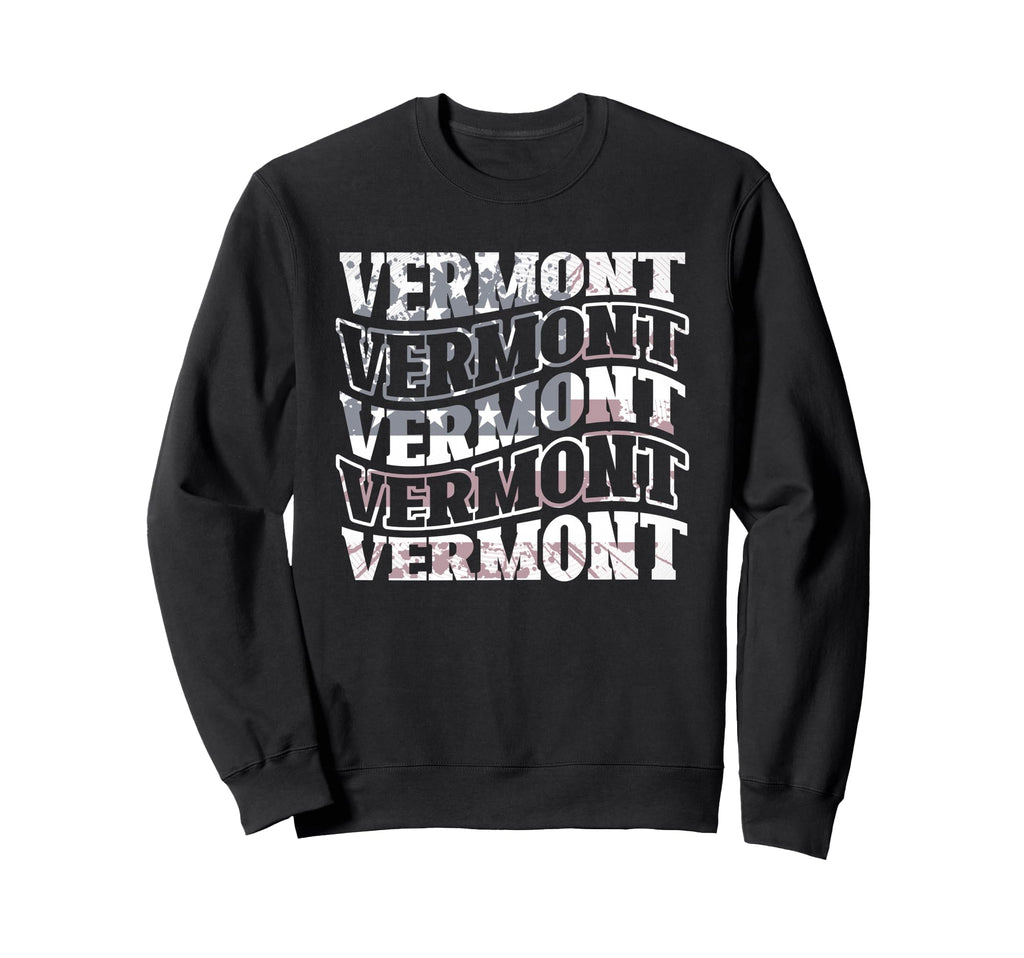 Vermont American Flag Faded Sweatshirt - Trendy Graphic Men Women - T-Shirt, Sweatshirt, Hoodie