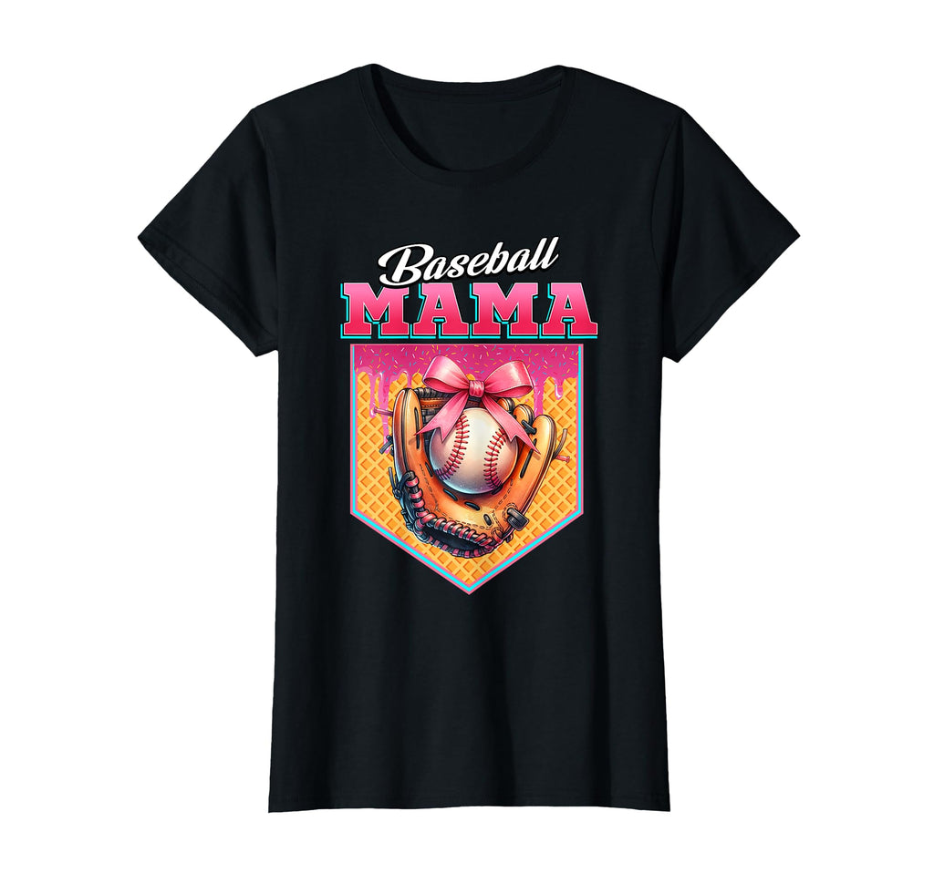 Baseball Mama Ice Cream Drip Mothers T-Shirt - Custom Art Print Men Women - T-Shirt, Sweatshirt, Hoodie