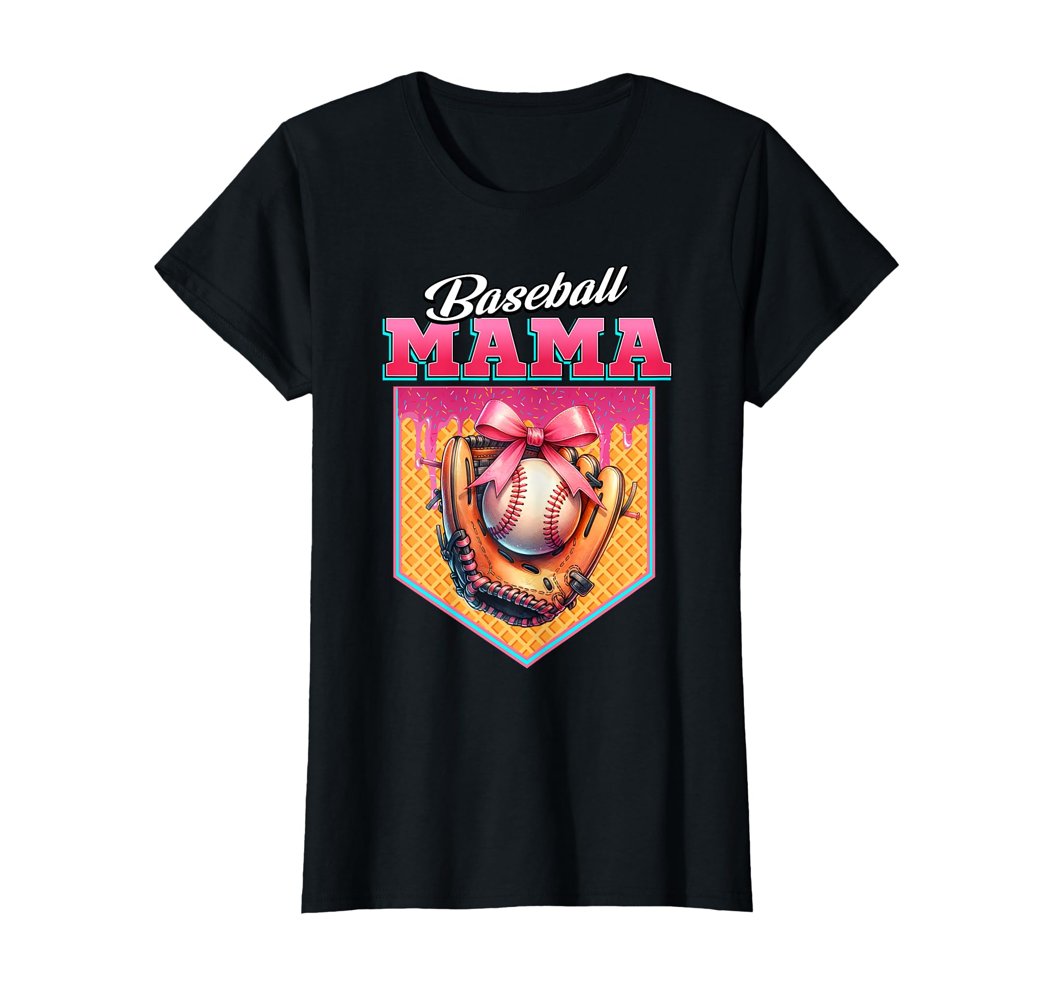 Baseball Mama Ice Cream Drip Mothers T-Shirt - Custom Art Print Men Women - T-Shirt, Sweatshirt, Hoodie