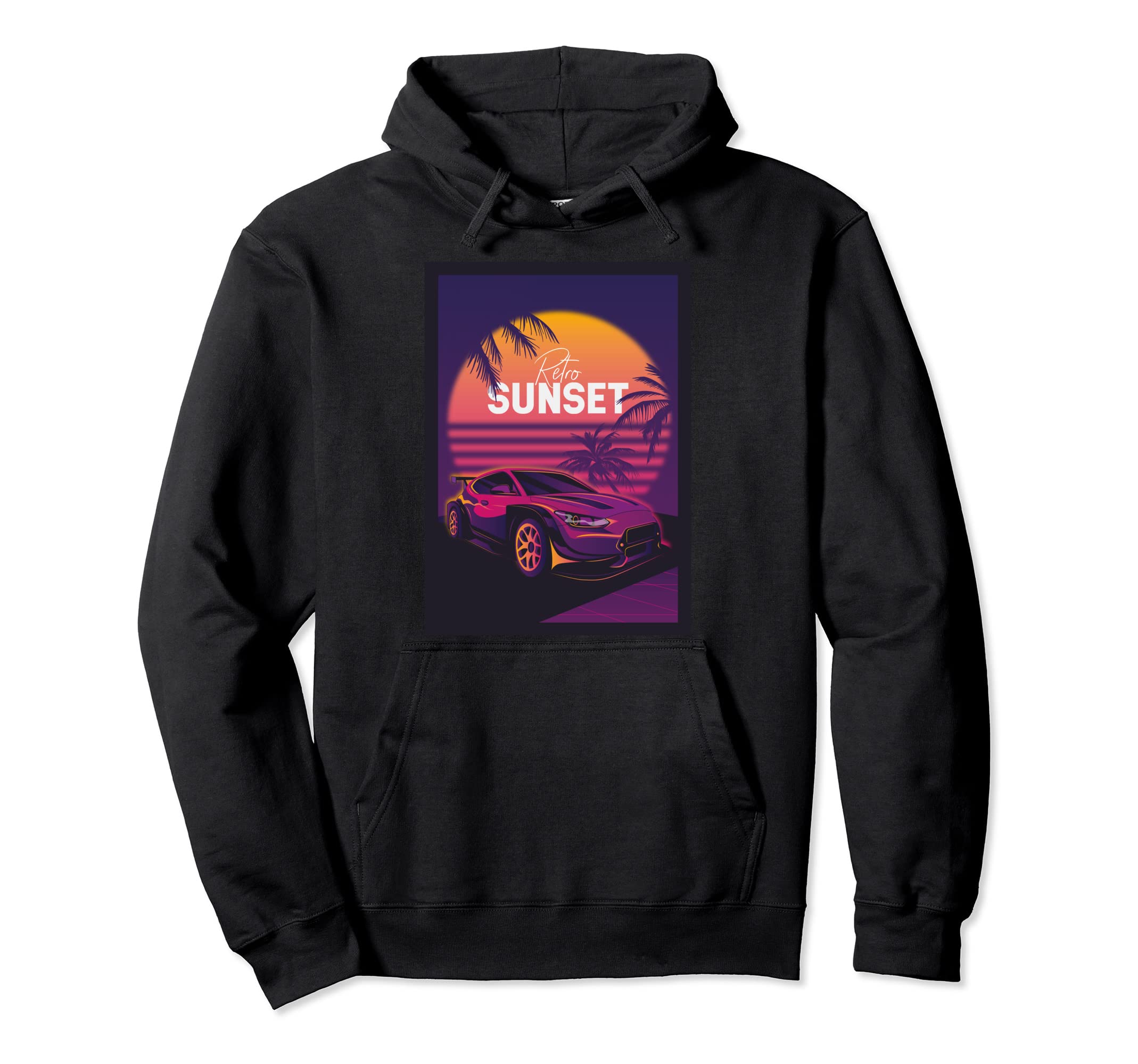 Vaporwave Aesthetic Sunset And Car Hoodie - Streetwear Style for Adults - T-Shirt, Sweatshirt, Hoodie