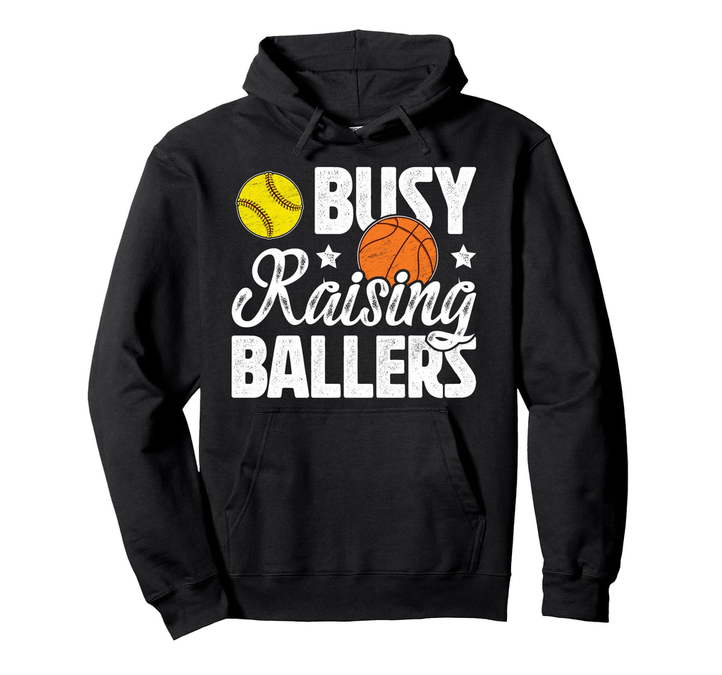 Busy Raising Ballers Basketball Hoodie - Minimalist Print for Adults - T-Shirt, Sweatshirt, Hoodie