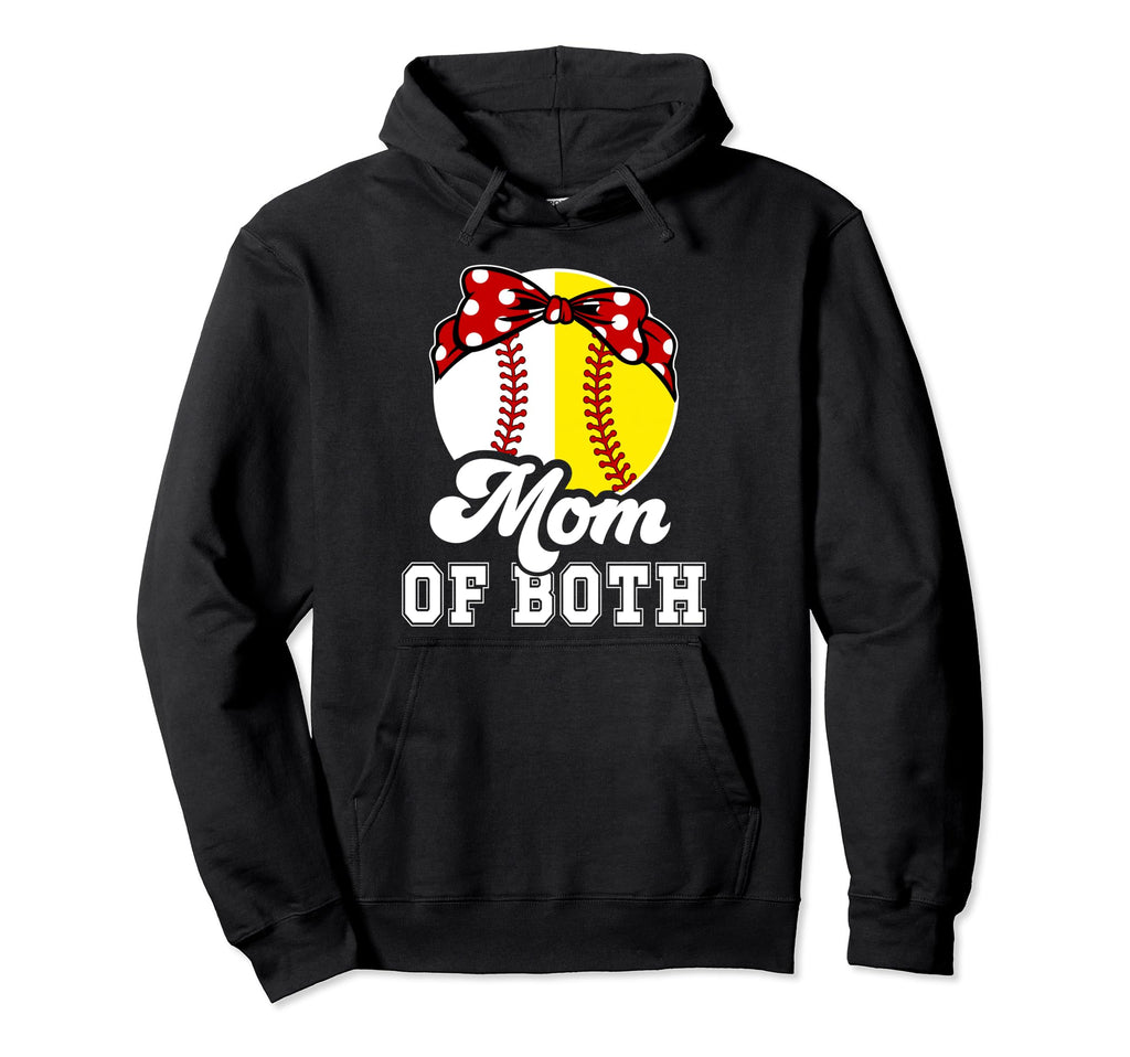 Mom Both Proud Softball Baseball Mom Hoodie - Fun Novelty Design for Adults - T-Shirt, Sweatshirt, Hoodie