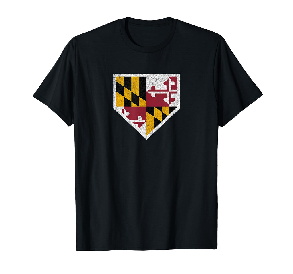 Baseball Home Plate Maryland State Flag T-Shirt - Graphic Print Unisex - T-Shirt, Sweatshirt, Hoodie