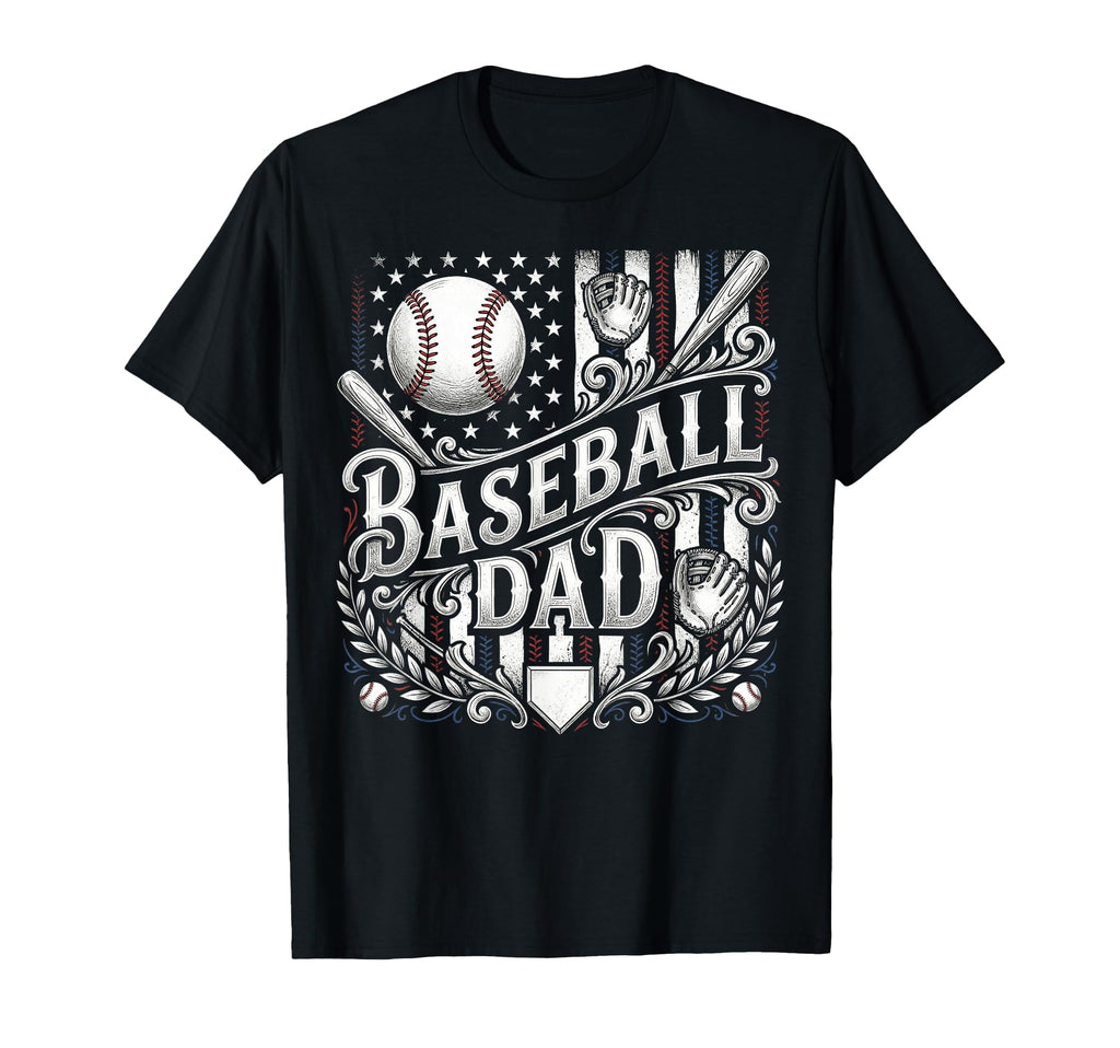 Baseball Dad Patriotic American Flag T-Shirt - Trendy Graphic Men Women - T-Shirt, Sweatshirt, Hoodie