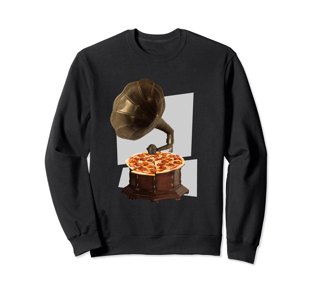 Vinyl Player Pizza Sweatshirt - Unique Graphic Unisex - T-Shirt, Sweatshirt, Hoodie