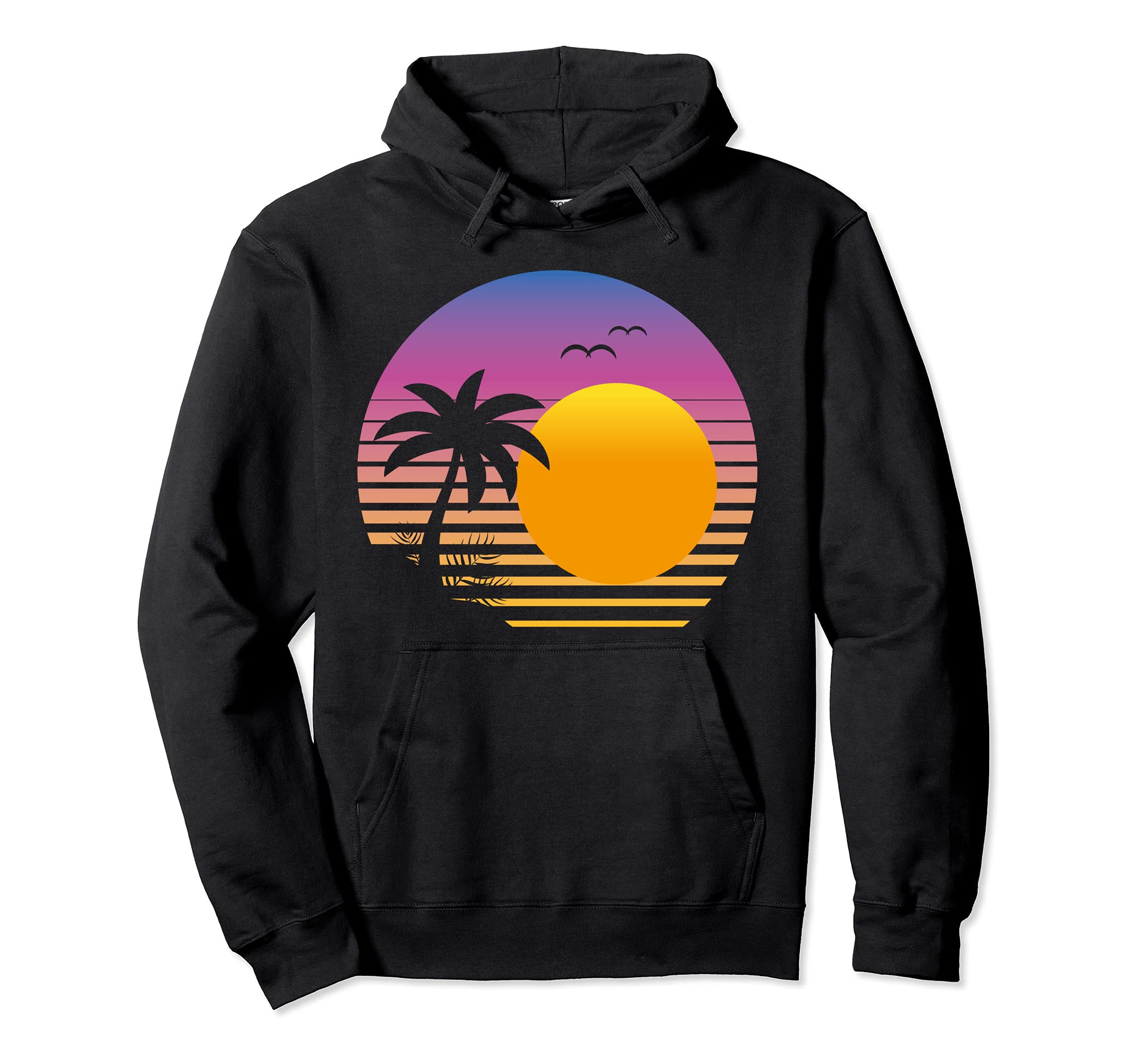 Sunset Tropical Beach 90S Art 80S Hoodie - Streetwear Style for Adults - T-Shirt, Sweatshirt, Hoodie