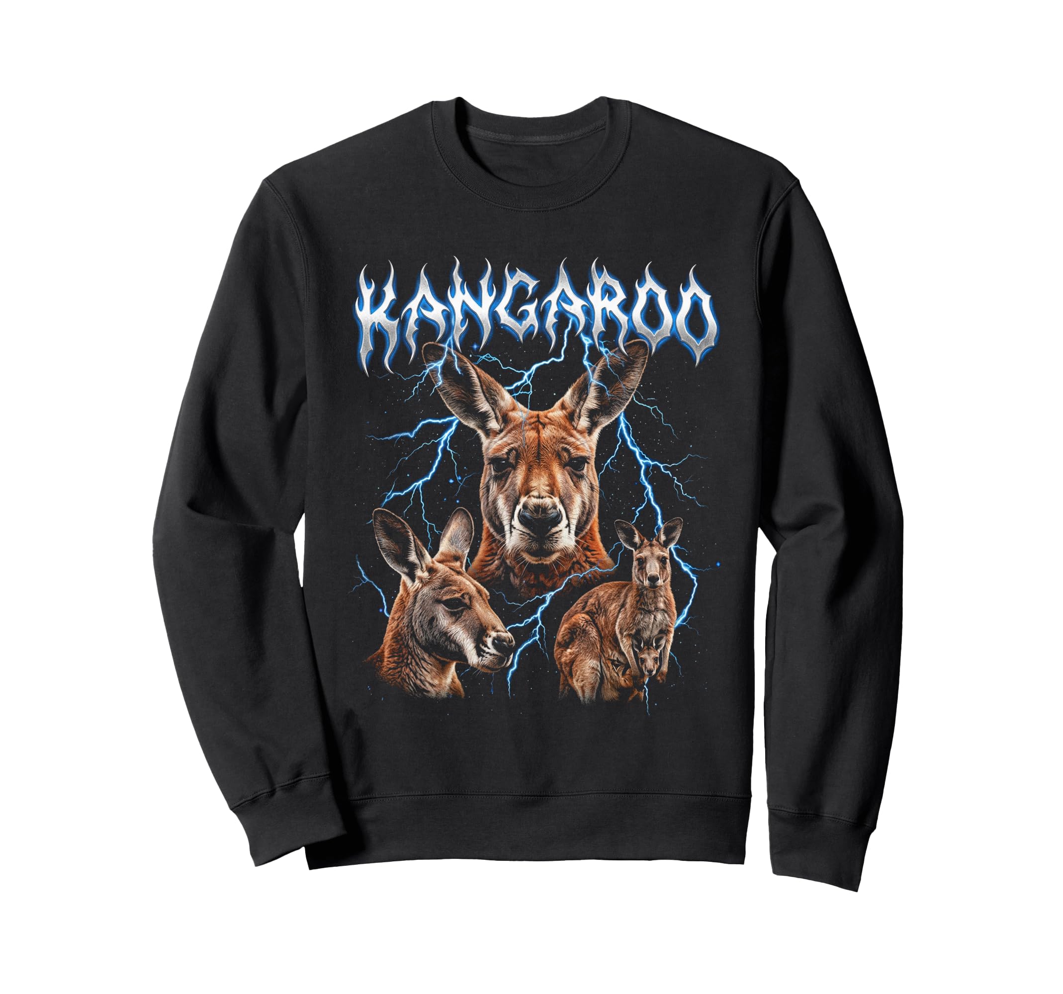 Kangaroo 90S Heavy Metal Kangaroo Animal Sweatshirt - Graphic Print Unisex - T-Shirt, Sweatshirt, Hoodie