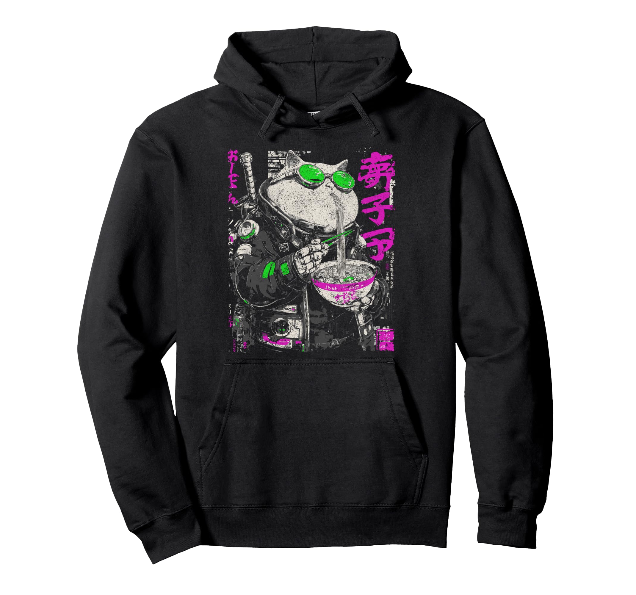 Japanese Streetwear Fatty Cat Eats Hoodie - Streetwear Style Men Women - T-Shirt, Sweatshirt, Hoodie