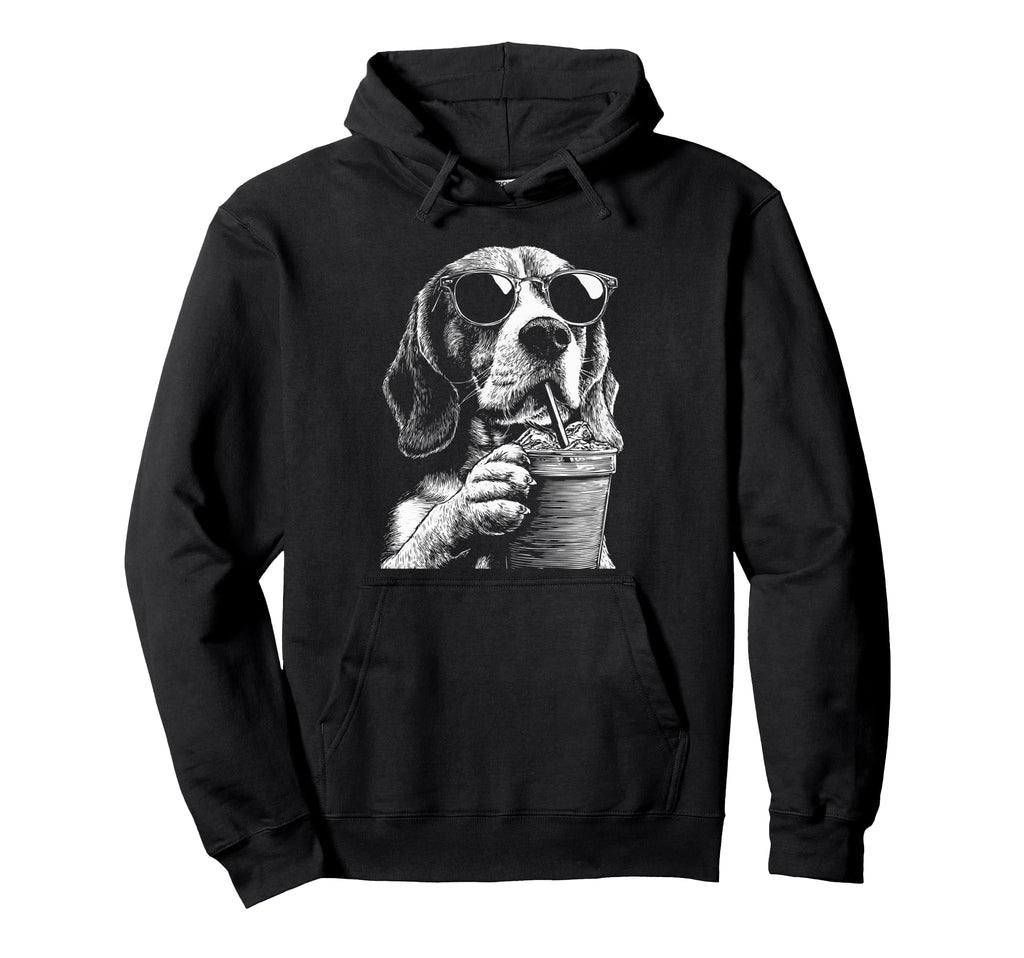 Beagle Drinking Iced Coffee Funny Dog Hoodie - Streetwear Style for Adults - T-Shirt, Sweatshirt, Hoodie