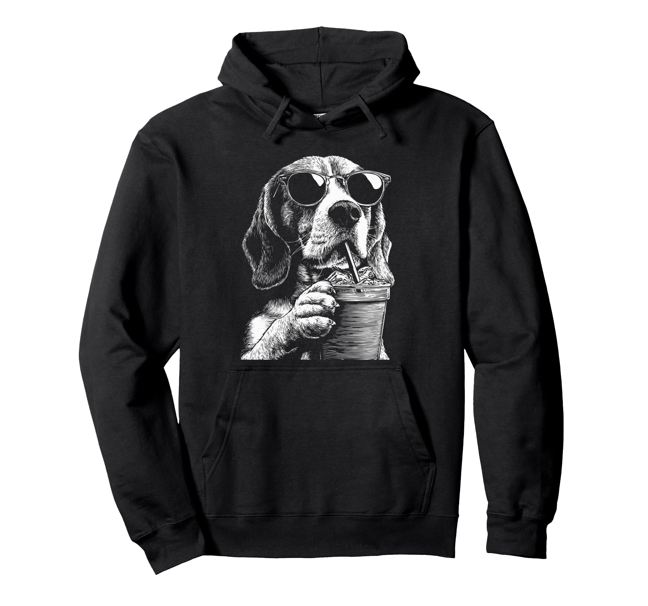 Beagle Drinking Iced Coffee Funny Dog Hoodie - Streetwear Style for Adults - T-Shirt, Sweatshirt, Hoodie