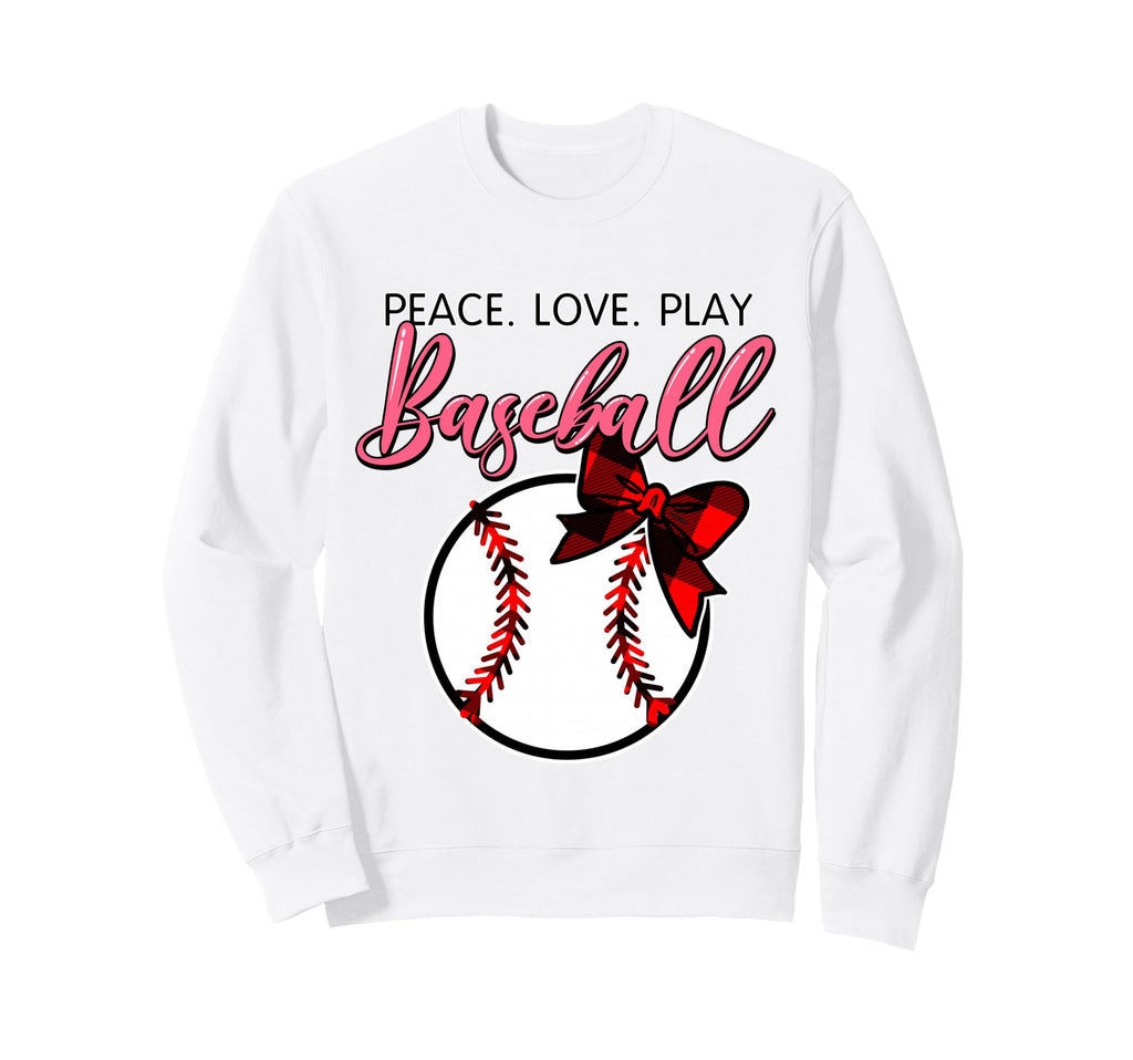 Baseball Peace Love Play Baseball Mom Sweatshirt - Trendy Graphic Unisex - T-Shirt, Sweatshirt, Hoodie