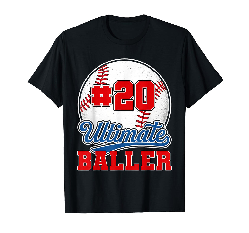 Baseball Baller Player Number 20 Mom Dad T-Shirt - Trendy Graphic Unisex - T-Shirt, Sweatshirt, Hoodie