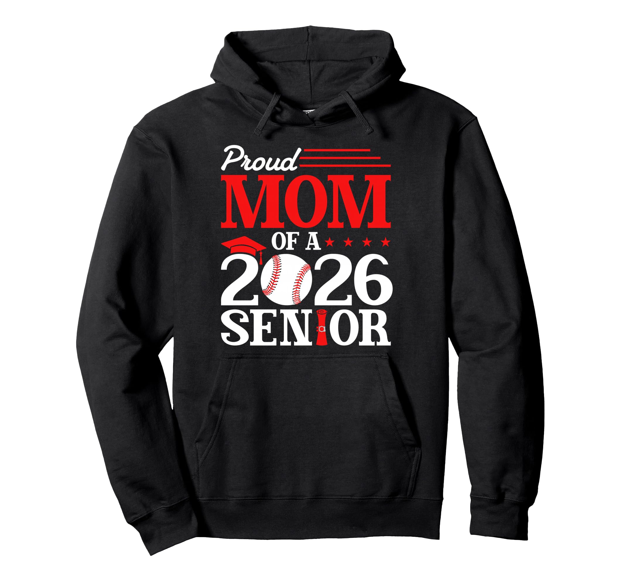 Proud Mom 2026 Senior Baseball Hoodie - Minimalist Print for Adults - T-Shirt, Sweatshirt, Hoodie