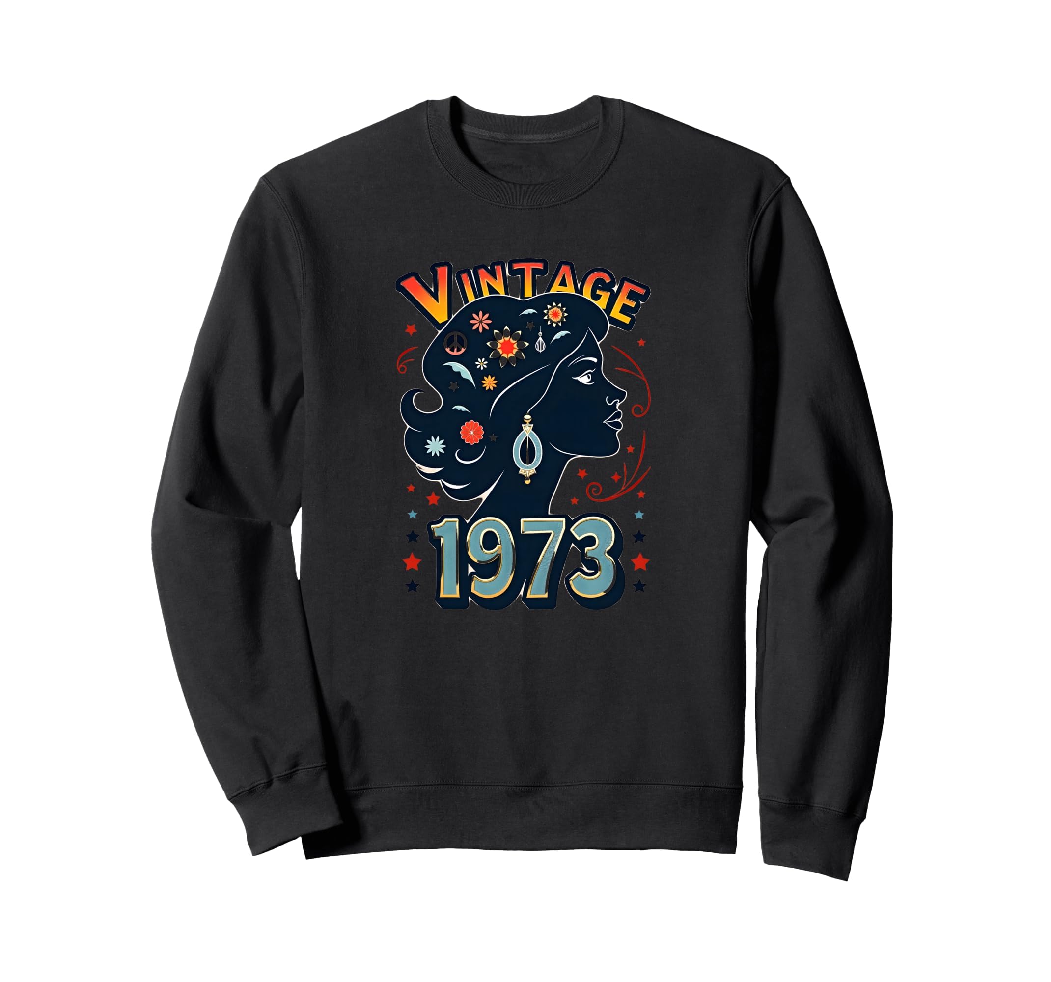 1973 Flower Power Peace Hippie Sweatshirt - Novelty Apparel for Adults - T-Shirt, Sweatshirt, Hoodie