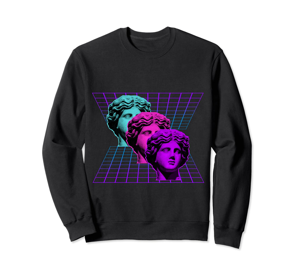 Aesthetic Greek Statue Vaporwave Sweatshirt - Minimalist Print for Adults - T-Shirt, Sweatshirt, Hoodie