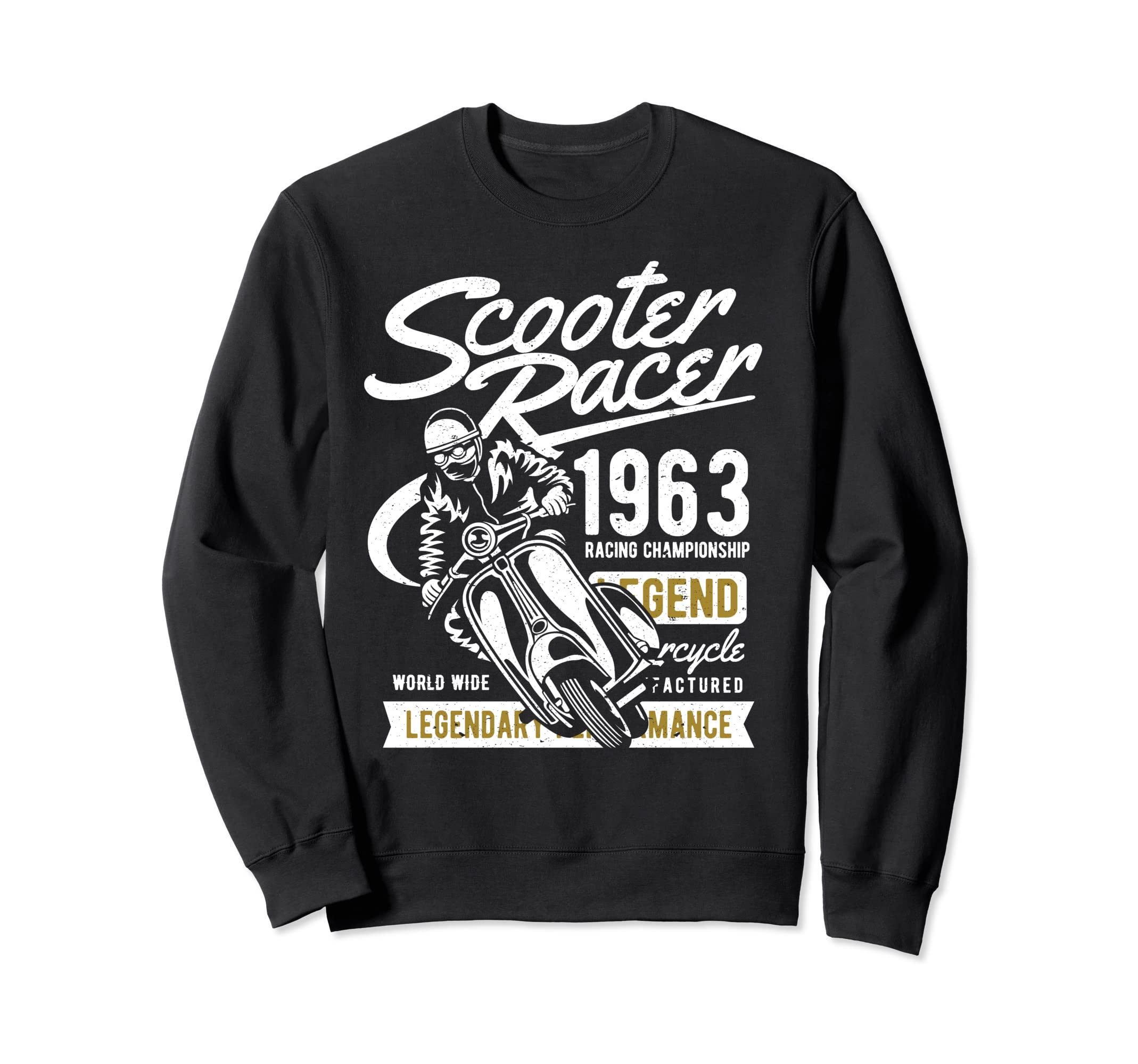 Scooter Racer Distressed Sweatshirt - Unique Graphic Unisex - T-Shirt, Sweatshirt, Hoodie