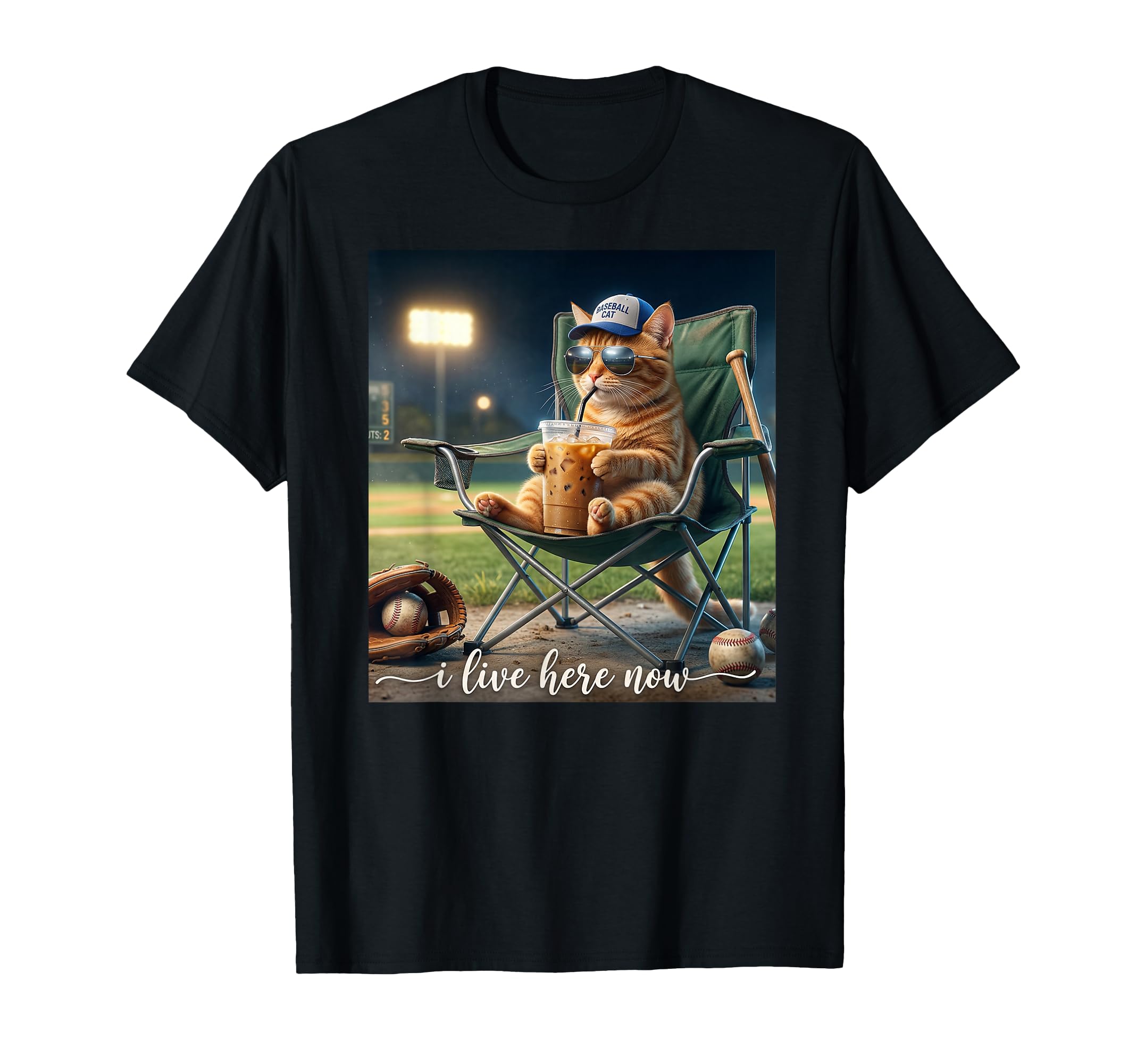 Funny Orange Cat Iced Coffee I Live T-Shirt - Fun Novelty Design Men Women - T-Shirt, Sweatshirt, Hoodie