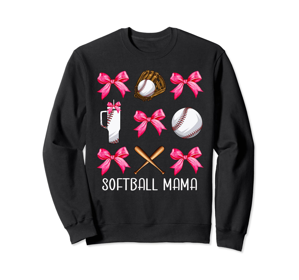 Funny Baseball Mama Era Bows Baseball Sweatshirt - Graphic Print Men Women - T-Shirt, Sweatshirt, Hoodie