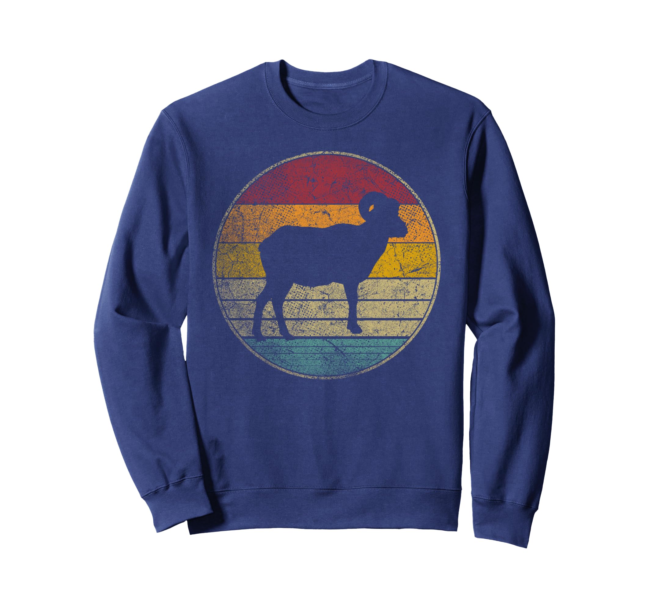 Big Horn Sheep Ram Goat Distressed Sweatshirt - Streetwear Style for Adults - T-Shirt, Sweatshirt, Hoodie