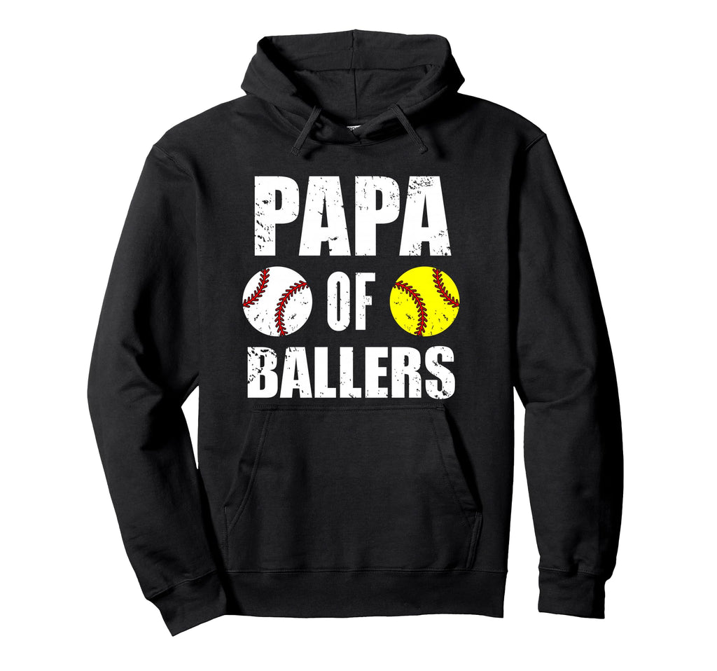 Papa Ballers Funny Baseball Softball Hoodie - Unique Graphic Men Women - T-Shirt, Sweatshirt, Hoodie